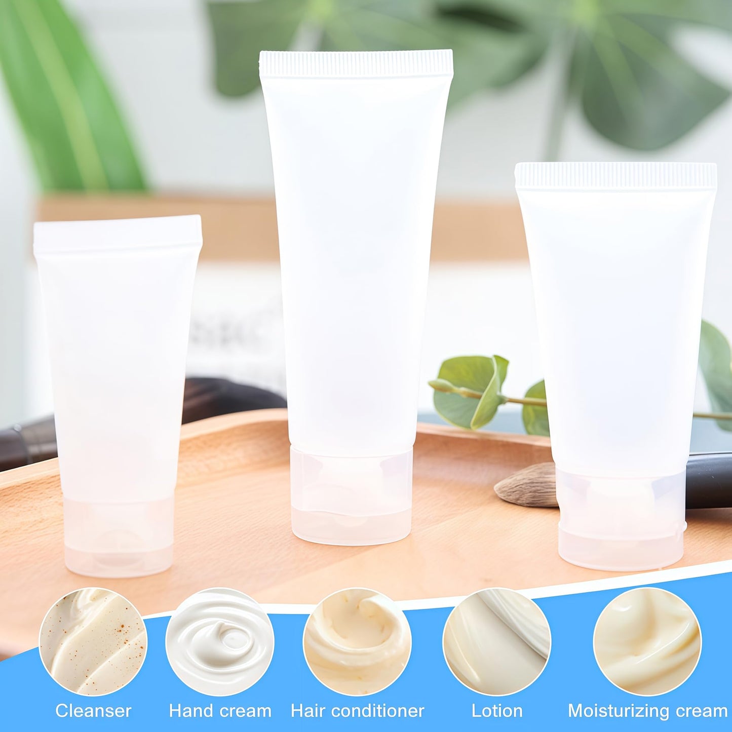 VANTOBEST 20Pcs Transparent Plastic Empty Tubes with Flip Cap Soft Tubes Squeeze Bottle Facial Cleaning Bottles Refillable Makeup Sample Holder Dispenser (15ml/0.5oz)