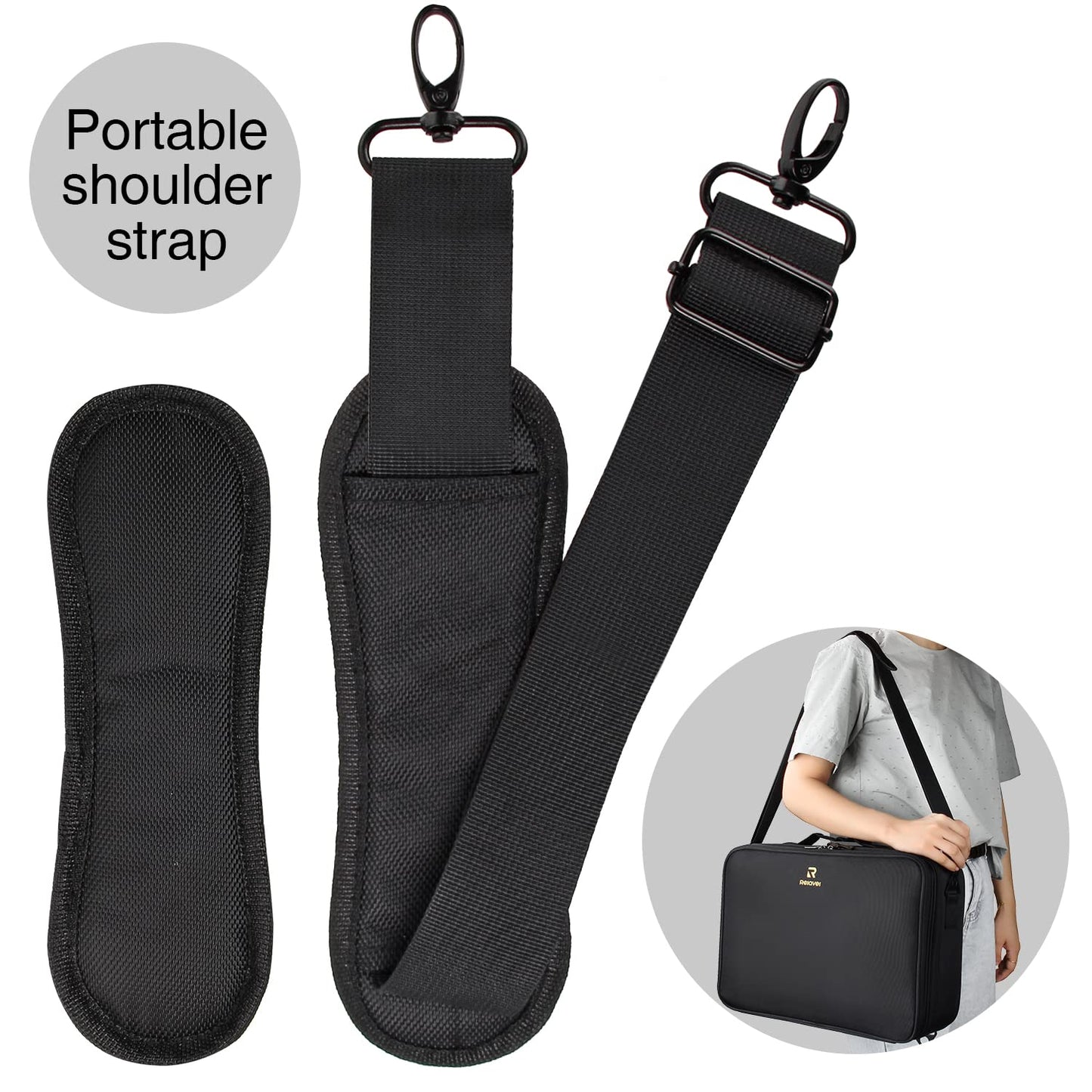 MONSTINA Large Makeup Case, 3 Layers Makeup Bag Cosmetic Organizer Brush Bag Barber Train Case Makeup Artist Box for Hair Curler Hair Straightener Brush Set and Cosmetics