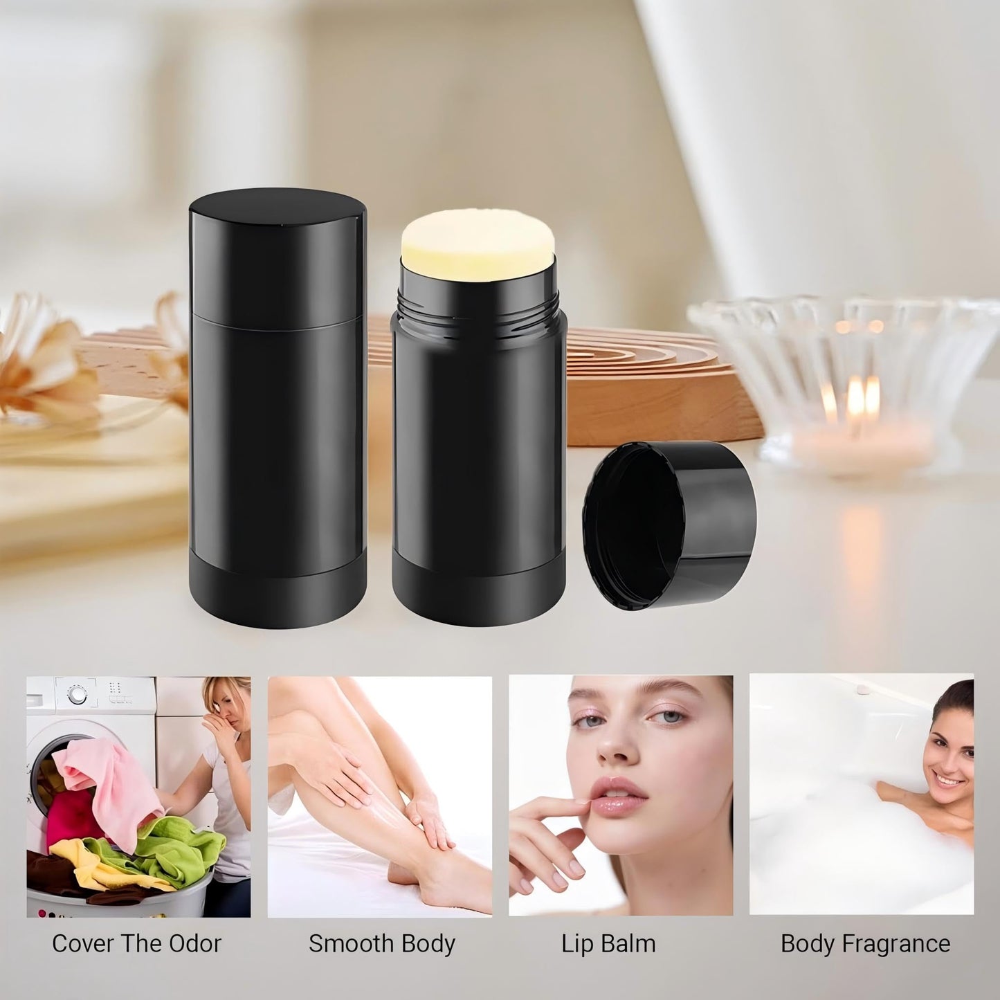 meleg otthon 12 Pcs Empty Deodorant Containers 2.5oz/75ml Twist Up Refillable Deodrant Containers Leak Proof Black Deodorant Bottles Round Lip Balm Tubes for DIY Lipstick Crayon