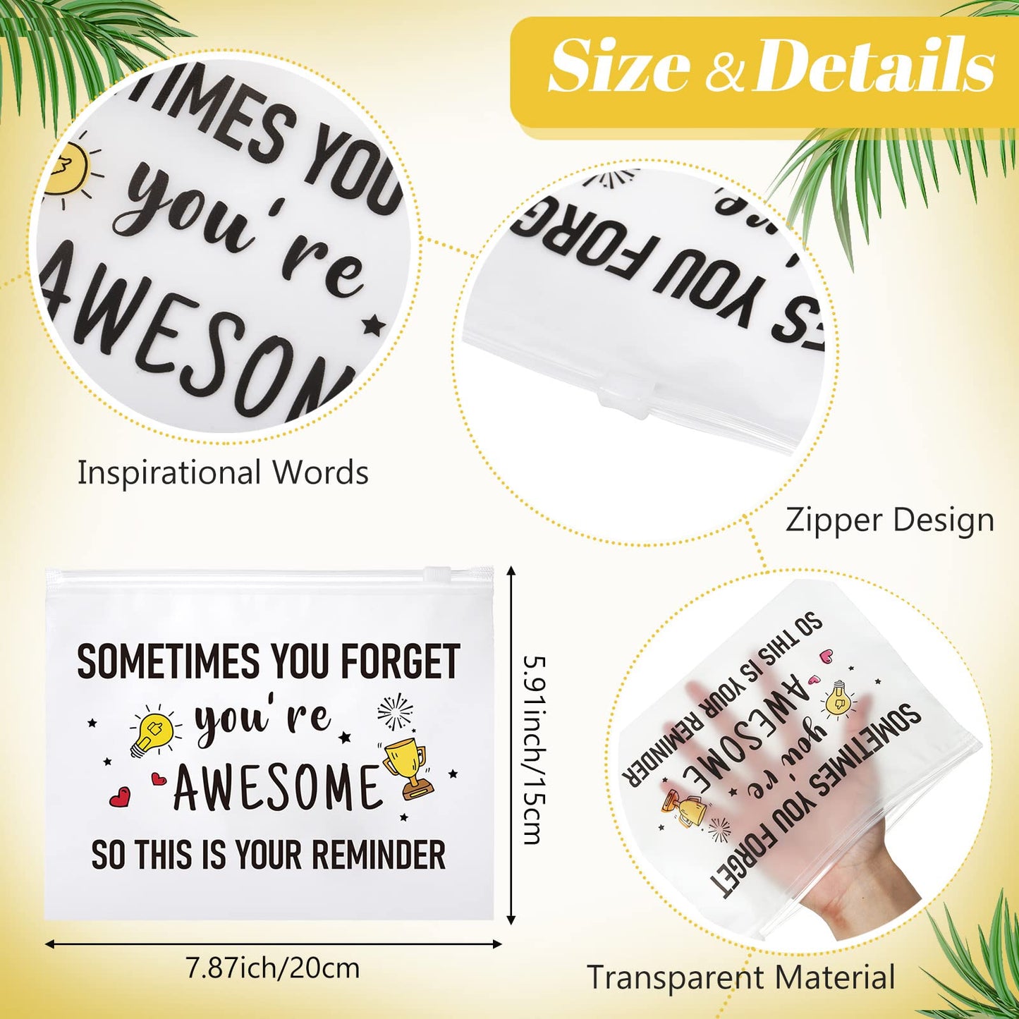 Reginary 50 Pcs Inspirational Gifts Bulk for Women Cosmetic Bag EVA Makeup Bag with Zipper for Birthday Employee Coworker Colleague Staff Encouragement Motivational Presents(You Are Awesome)