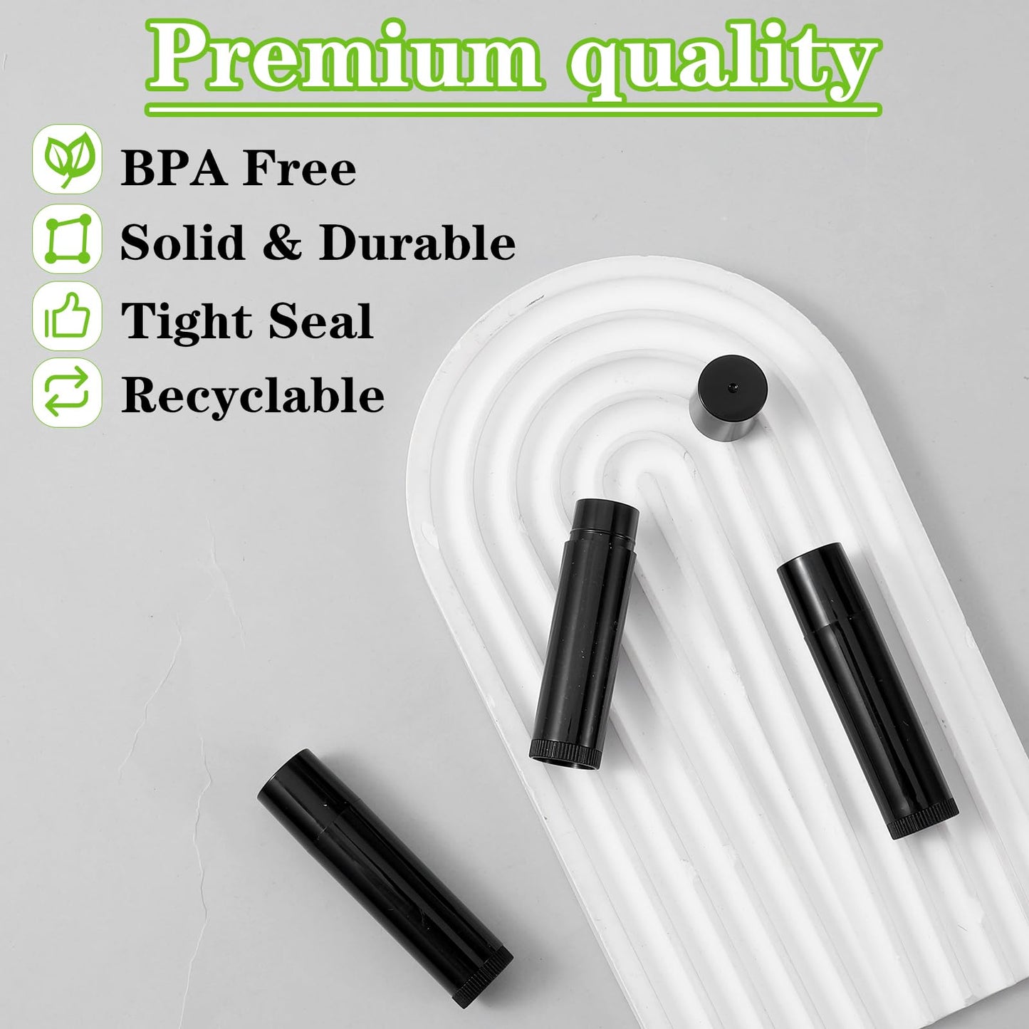 150 Packs Black Plastic Lip Balm Tubes 5ml/5g Black Lip Balm Containers, Tubes Empty with Filling Tray and Spatula, Rotating Type Refill Lips with Cap for DIY