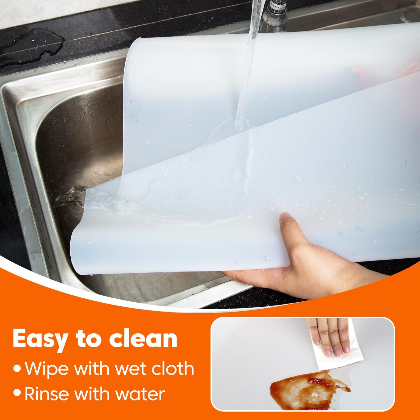 Large Silicone Mat for Kitchen Counter, 20" x 80" Cuttable Heat Resistant Mats for Countertop, Suitable for Dining Tables, Desks, Buffet Cabinet, etc. Skin-Friendly Material, Translucent