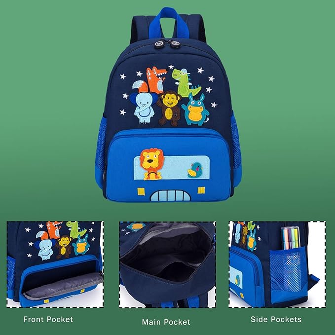 willikiva Cute Zoo Little 3d Backpack Kids Backpack for Boys and Girls Toddler Backpack Waterproof Preschool(Blue)