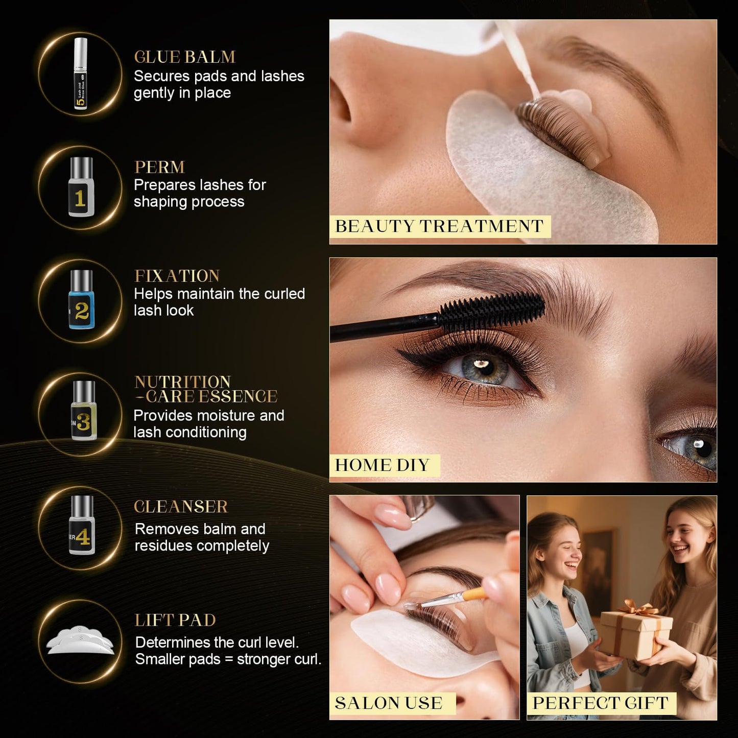Eyelash Lift Kit – DIY Lash Lift Kit Lash Perm Set for Natural Curl & Long-Lasting Lift | Gentle Formula & Easy Application, Eyelash Perm Kit