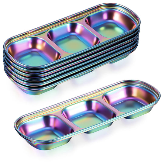 Vesici 6 Pcs Estheticians Bowls DIY Face Mask Tray Esthetician Supplies Stainless Steel 3 Compartment Serving Trays Women Skincare Products for Salon Spa Aesthetician Beauty Nail Art(Multicolor)
