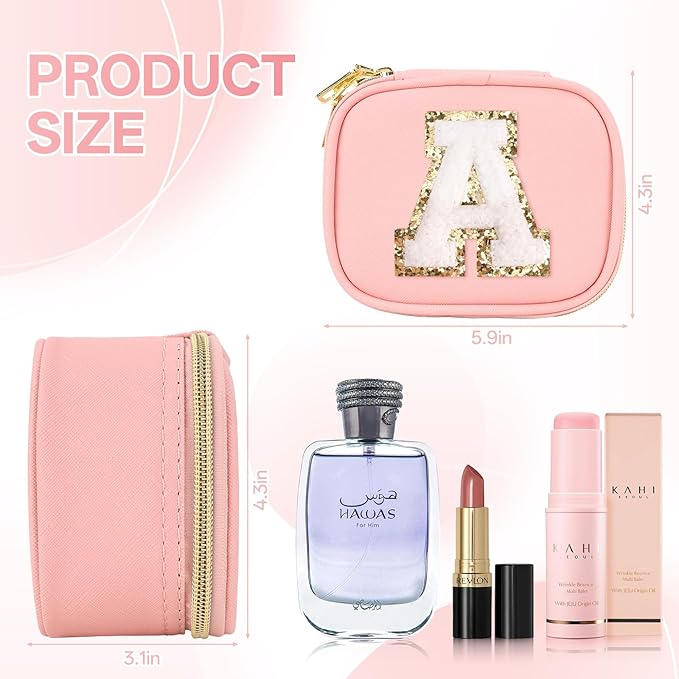 Mini Initial Makeup Bag With Led Mirror With Lights Gifts For Women Girls, Small Makeup Box For Travel Gift, Cosmetic Bag Make Up Organizer Personalized Bags Birthday Christmas Gifts For Women (M)
