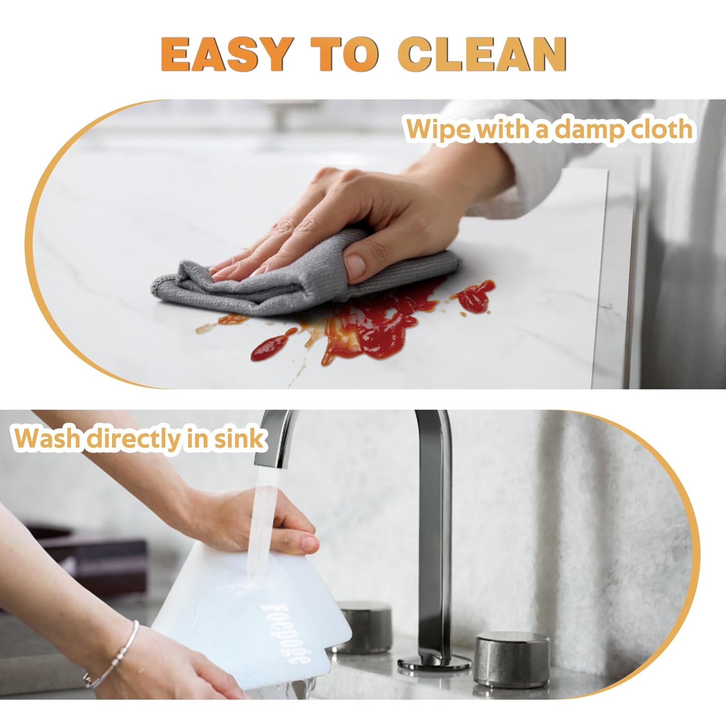 49.2" x 15.7" Large Silicone Mat for Kitchen Counter Protector, Cuttable Silicon Countertop Protector Mat Heat Resistant Mats for Countertop, Cut to Fit Placemat Ship Roll by Foepoge, Translucent