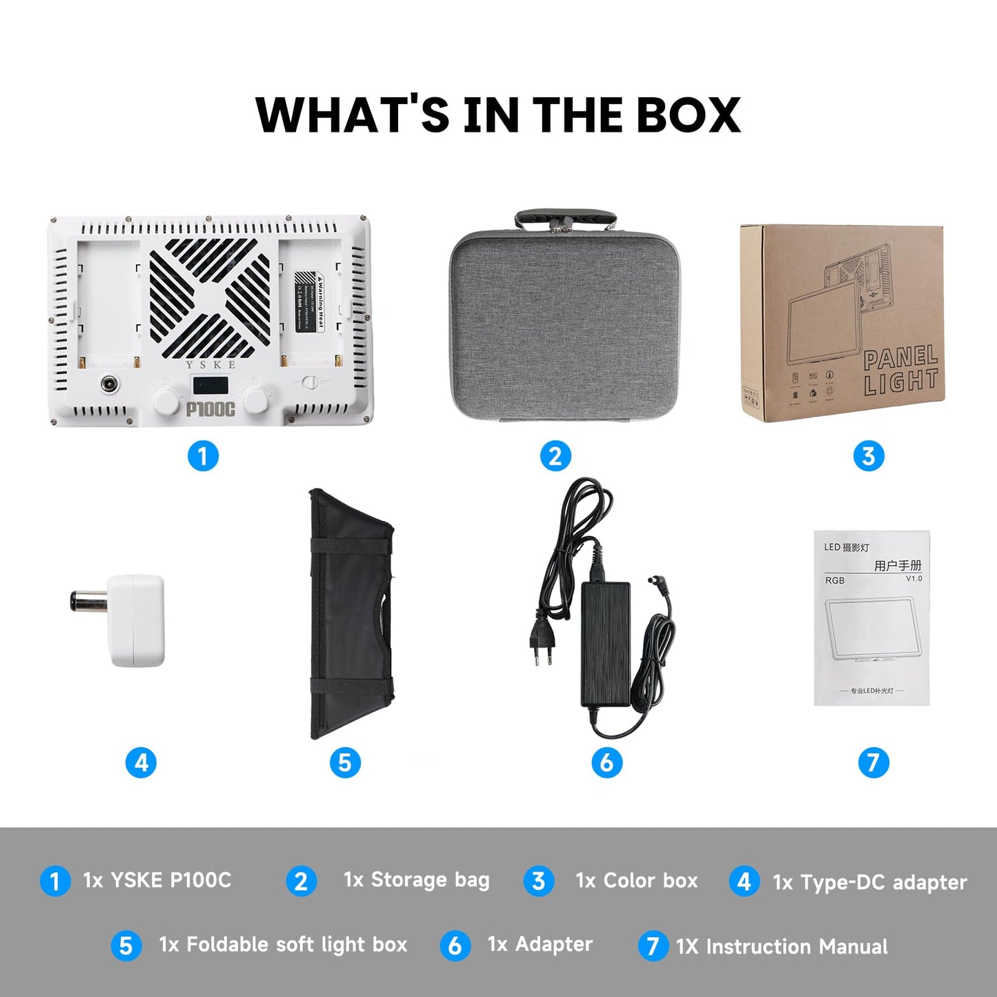 YSKE-100W RGB LED Photography Light & Panel Light, Professional Camera Light Video Light with Softbox Lighting Kit, Continuous Selfie Light for Podcast, YouTube, Video and Photography Lights.