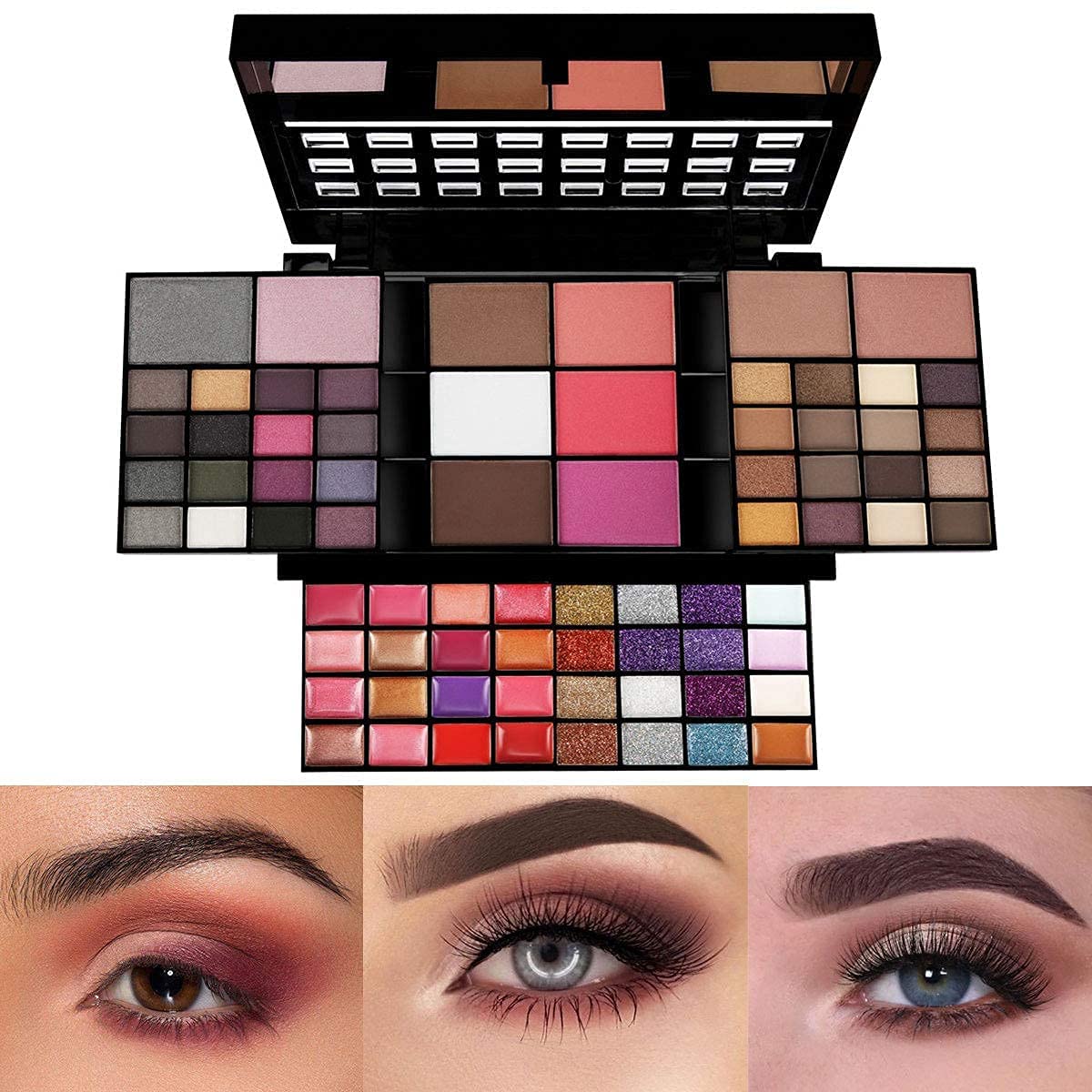 Makeup Kit for Women Full Kit including 36 Eyeshadow Make up,16 Lip Gloss,12 Glitter Cream, 4 Concealer, 3 Blusher,1 Bronzer, 2 Highlight and Contour - All in One Make-up Kit 74 Colors