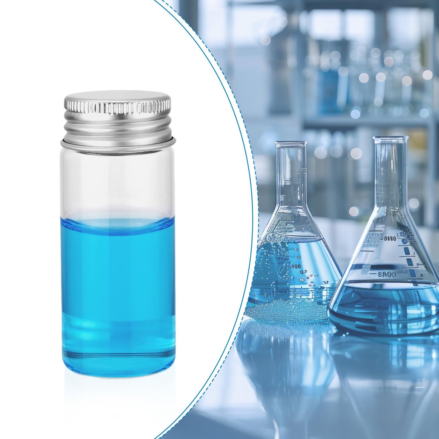 Njvial 24Pcs 30ml/1oz Empty Tiny Jars Small Lab Sample Vials with Lids, Refillable Mini Glass Bottles with Silver Aluminum Screw Caps for DIY Crafts Essential Oils Storage Wedding Decoration