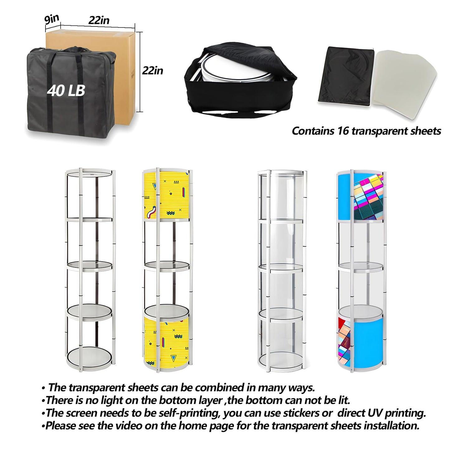NEWSANDOR Foldable Display Case,Spiral Twist Tower Display Case Spiral