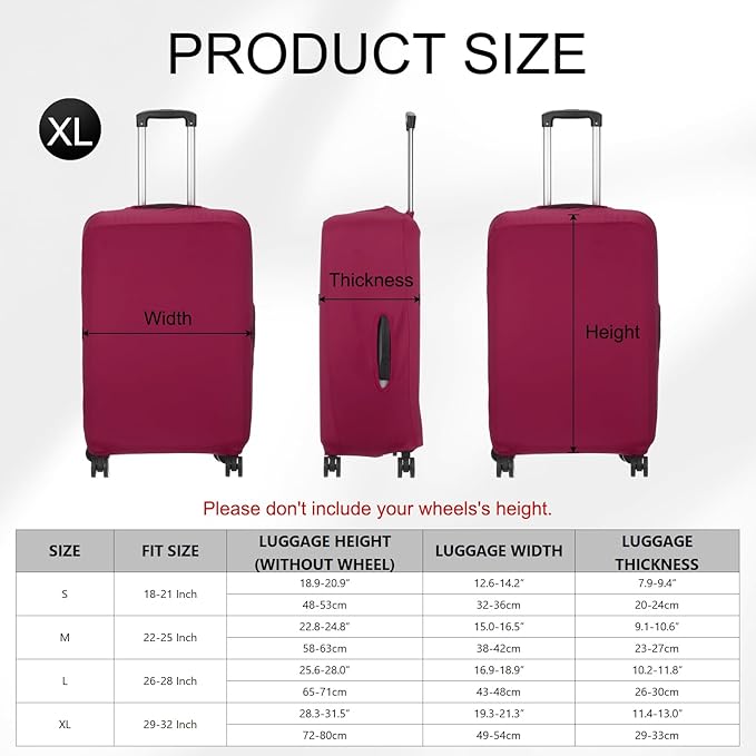 uxcell Travel Luggage Cover, Washable Suitcase Covers for Luggage Anti-scratch Suitcase Protector Elastic Baggage Protective, Fits 29-32 Inch Suit Case, Purple Red