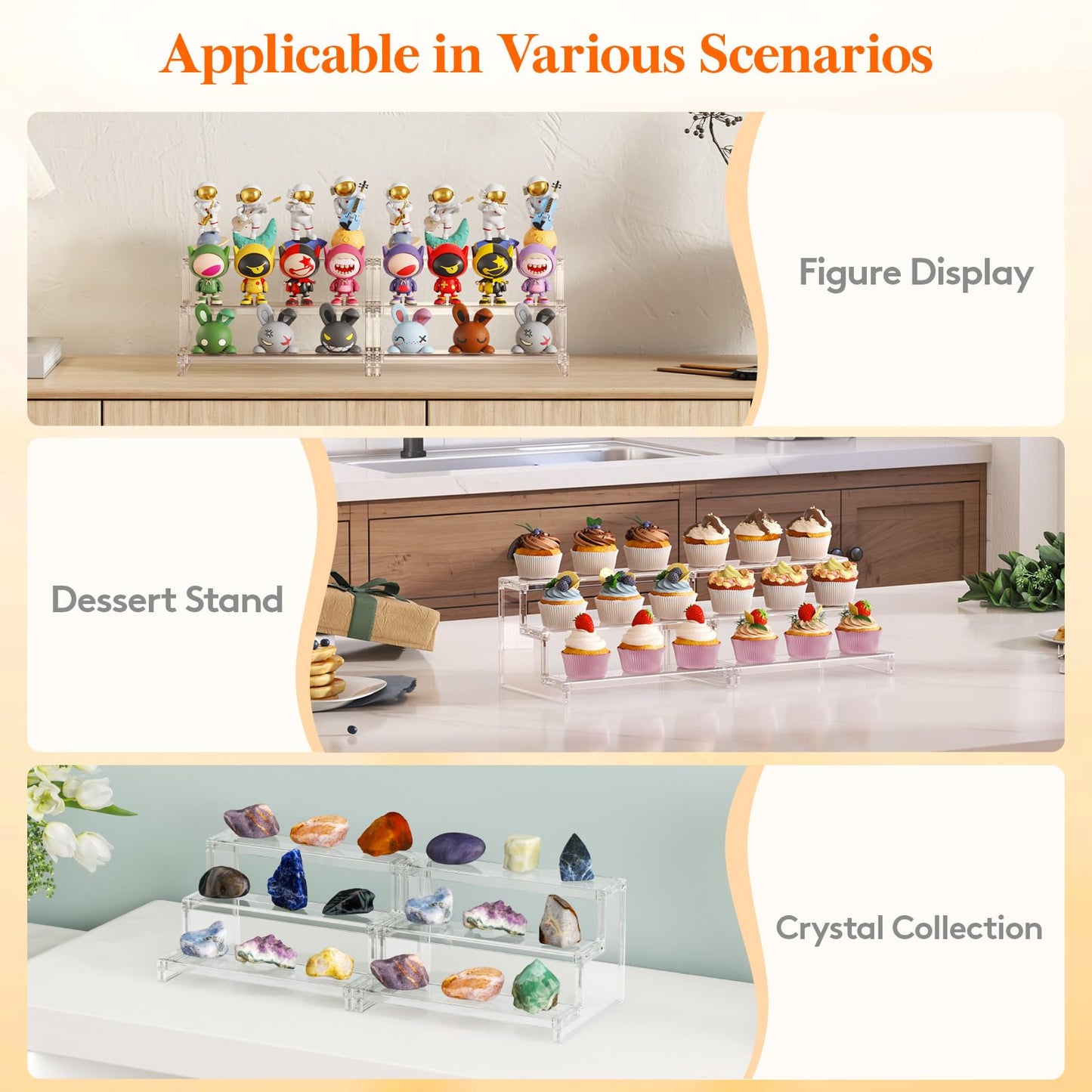 Lifewit Perfume Organizer, Cupcake Stand, Tool-Free Assembly, Plastic Display Shelf for Vanity,Room Décor, Bedroom Storage Organization, 3 Tier 9 Inch, 3 Pcs