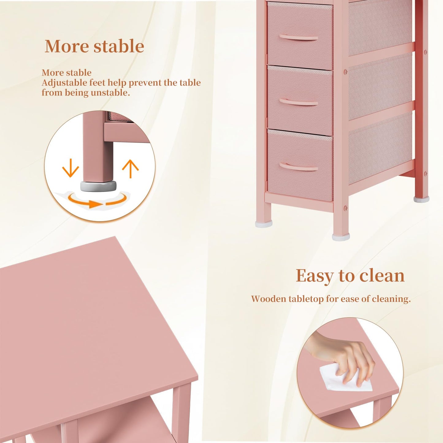 WODRAWER Manicure Table Nail Desk for Nail Tech, Nail Beauty Table w/Electric Dust Collector & 6 Storage Drawers & Open Shelves for Home, Workshop, Makeup Beauty Salon Workstation (Pink)