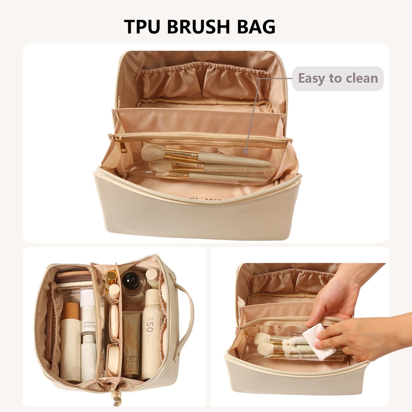 Omeily Travel Makeup Bag Toiletry Bag for Women Large Cosmetic Travel Bag Makeup Storage Box Skincare Organizer Vanity Organizer Bag Multi-Function Makeup Organizer with Compartments Travel essentials