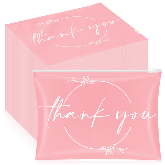 Ireer 100 Pcs Thank You Gift Makeup Bags EVA Clear Cosmetic Bag with Zipper Mini Makeup Thank You Toiletry Cosmetics Bulk Gifts for Women Birthday Daughter Sister(Pink, White)