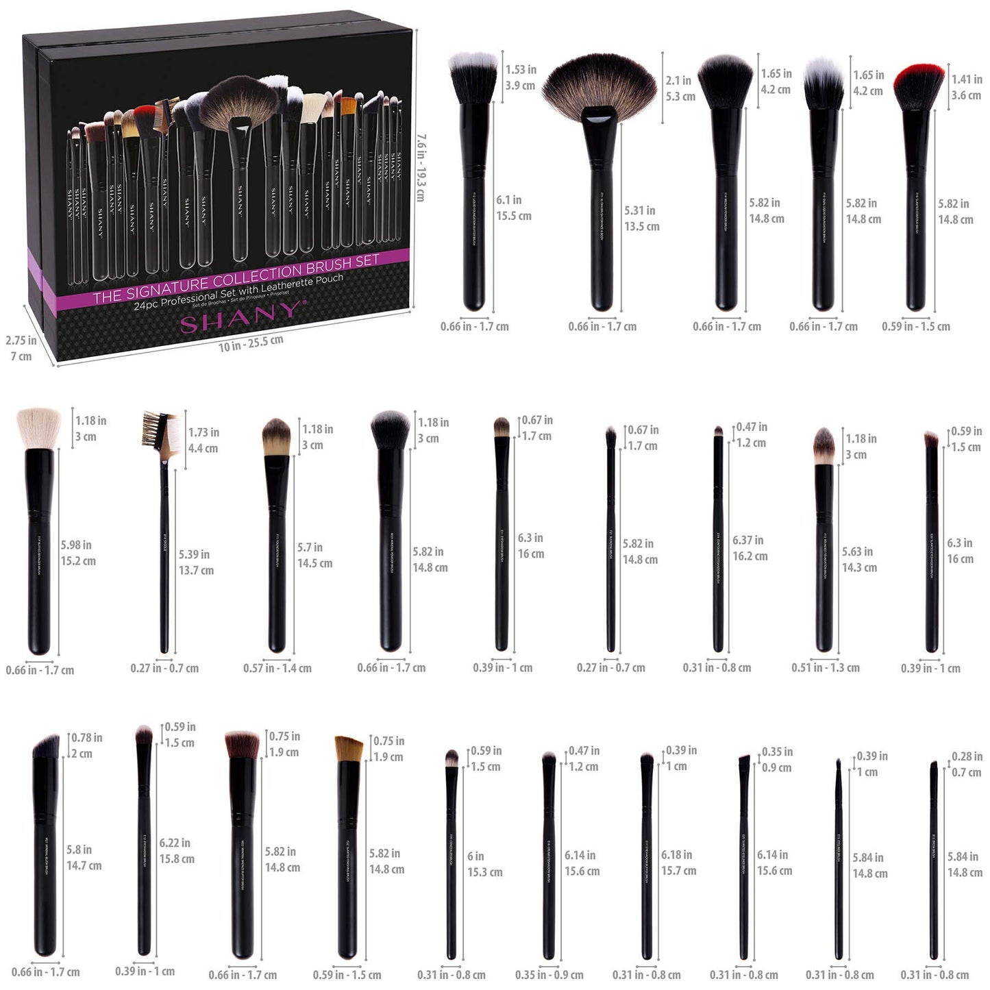 SHANY Makeup Brushes The Masterpiece Pro Signature Makeup Brush Set - Foundation Powder Concealers Eye Shadow brushes, Synthetic Bristle with Wooden handles, No Packaging - 24pcs