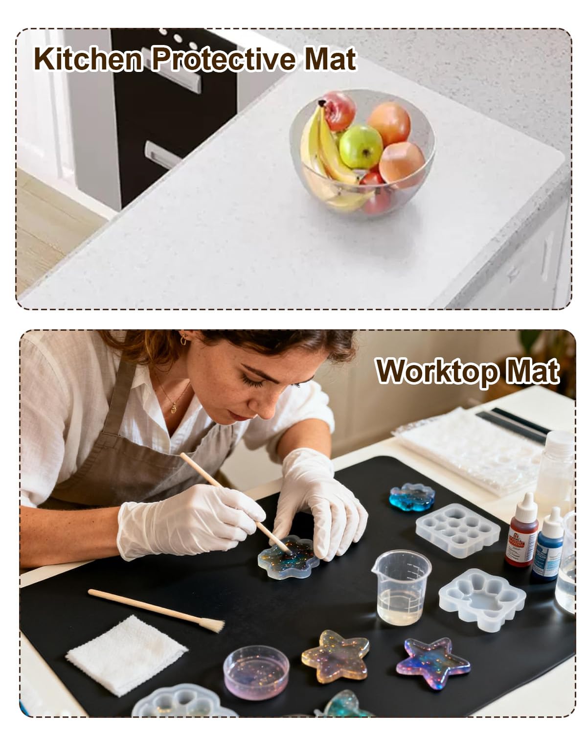Silicone Crafting Mats, 12"x16"x2MM Large Art Mat for Crafts, Heat Resistant Non Stick Work Surface for Epoxy Resin, Jewelry Making, Painting, Clay, Scrapbooking and Table Protection, 3PCS