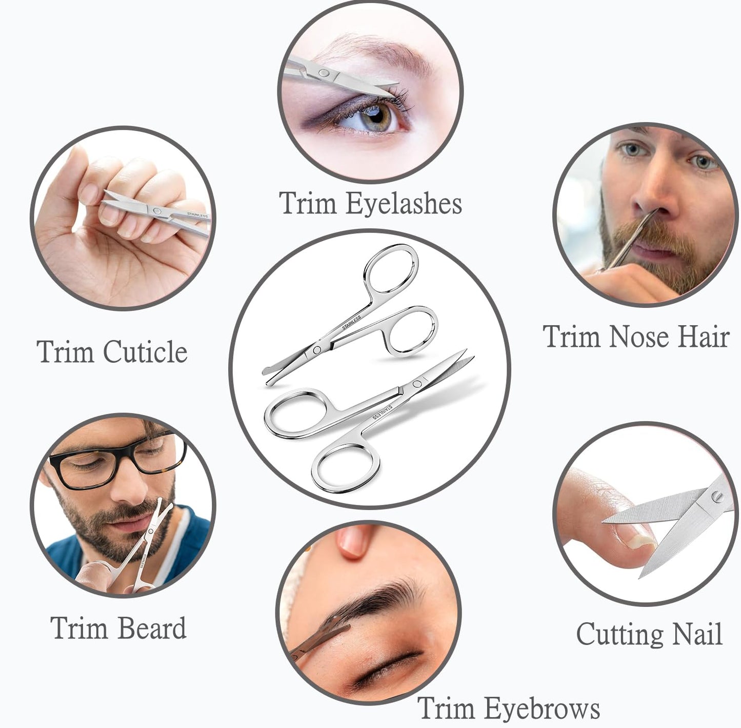 Natzerat 24-Pack Nose Hair Grooming Scissors, Sharp Stainless Steel Manicure Cuticle Scissors with Round tip,Small Scissors Beauty for Men Women Eyebrow,Mustache,Beard Ear Trimming Kit