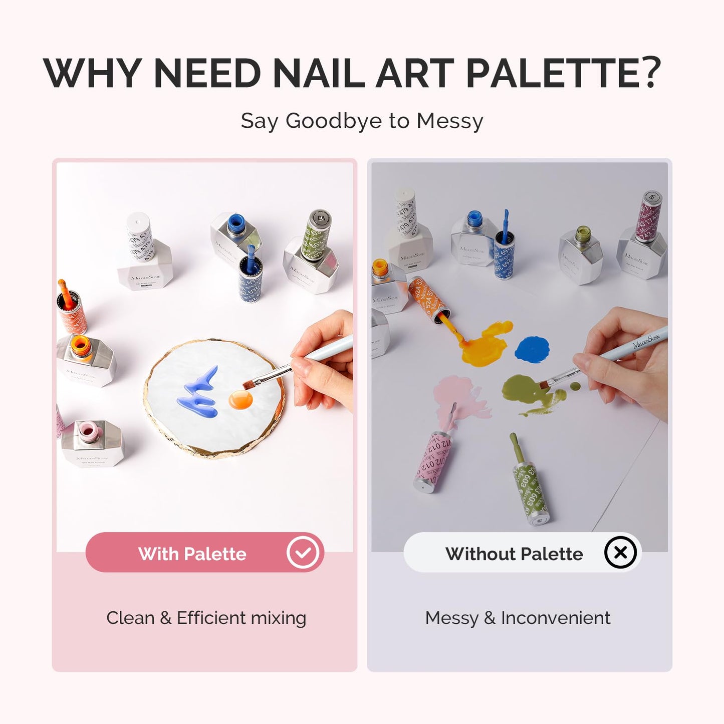MelodySusie 1PC Round Shape Resin Nail Art Palette and 100Pcs Soft Nail Sponges for Ombre