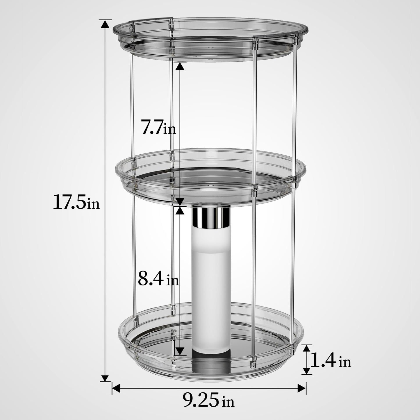 Delamu 3 Tier Rotating Makeup Organizer for Vanity, Skincare Organizer for Bathroom Counter, Spinning Perfume Organizer Cosmetic Holder with Large Capacity, Grey