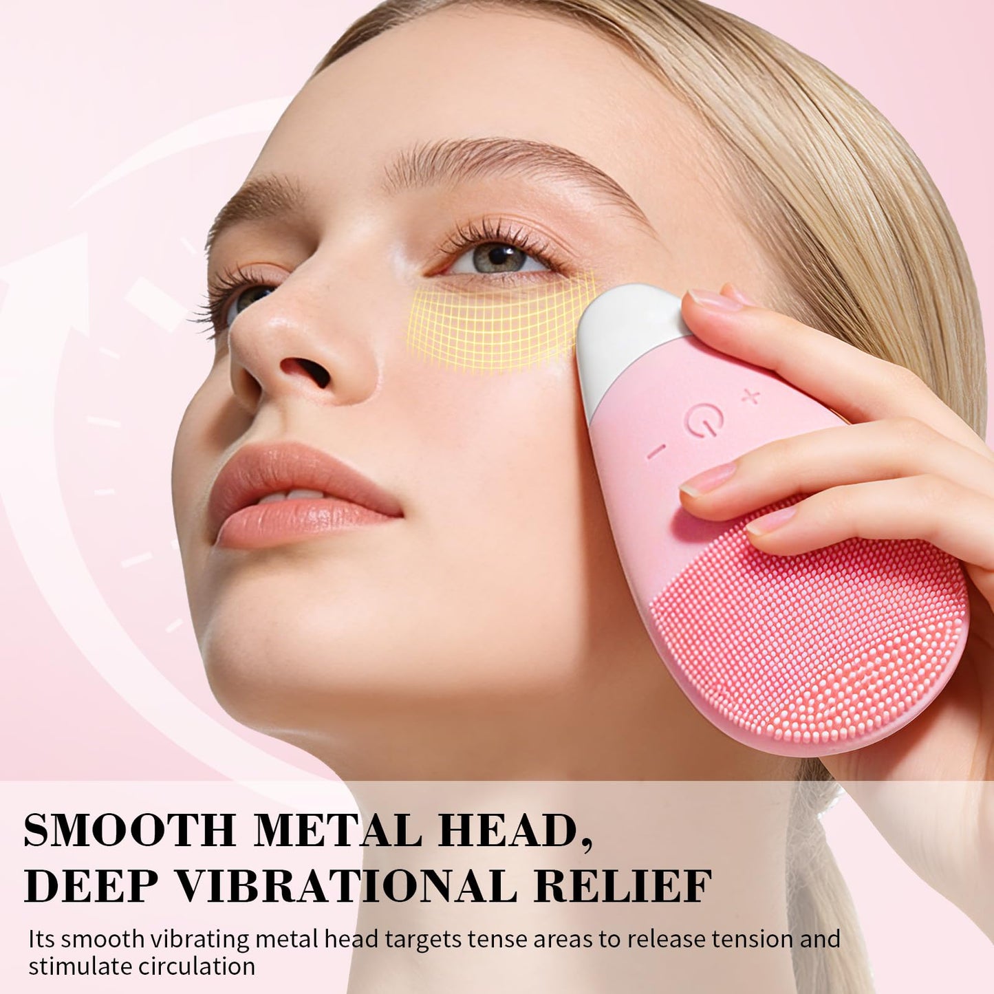 Facial Cleansing Brush, Rechargeable Silicone Face Scrubber with 5 Cleansing Modes, Portable Vibrating Exfoliator Scrubber for Deep Cleaning, Waterproof Face Brush for Women(Pink)