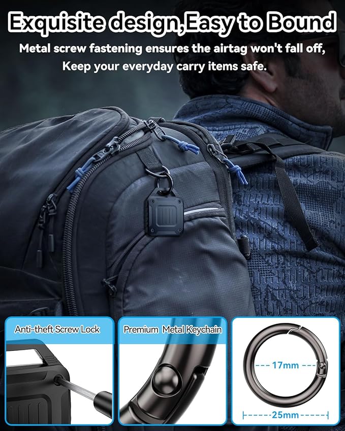 DDJ 2-Pack IPX8 Waterproof for AirTag Holder Case Keychain, Rugged Protective Case for Apple Airtag with Key Ring, Ultra Durable Air Tags Holder for Dog Collar/Luggage/Key/Backpack, Easy to Install