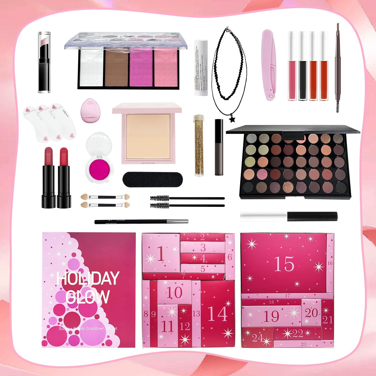 Makeup Advent Calendar 2025, 24 Days Countdown Surprises Calendar Make up Gift Set, Christmas Gift Makeup Kits For Women Teens Girls With Eyeshadow Palette, Lipsticks, and Cosmetic Tools