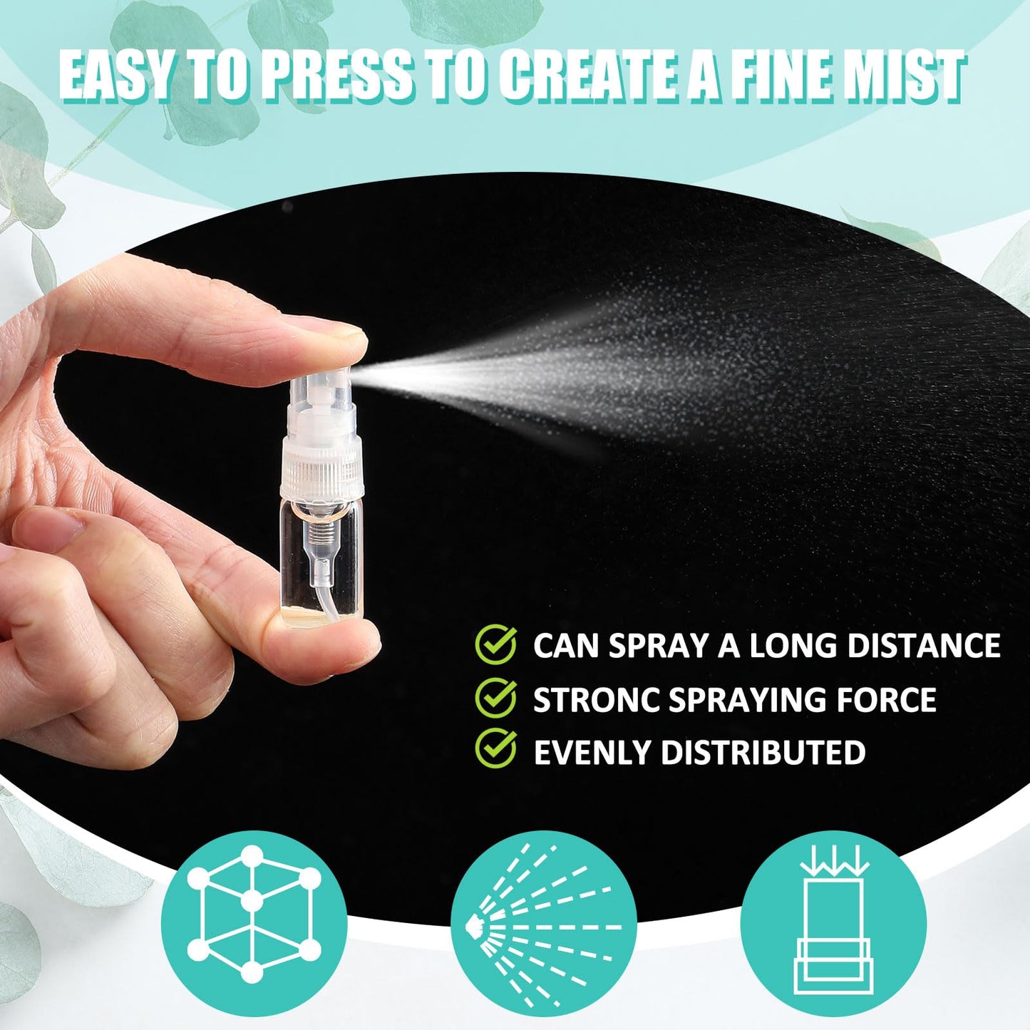 Zhehao 200 Pcs Mini Spray Bottles 2 ml Clear Glass Perfume Bottles Refillable Fine Mist Perfume Atomizer Portable Empty Sample Containers for Cleaning, Essential Oils, Travel (Clear Cap)