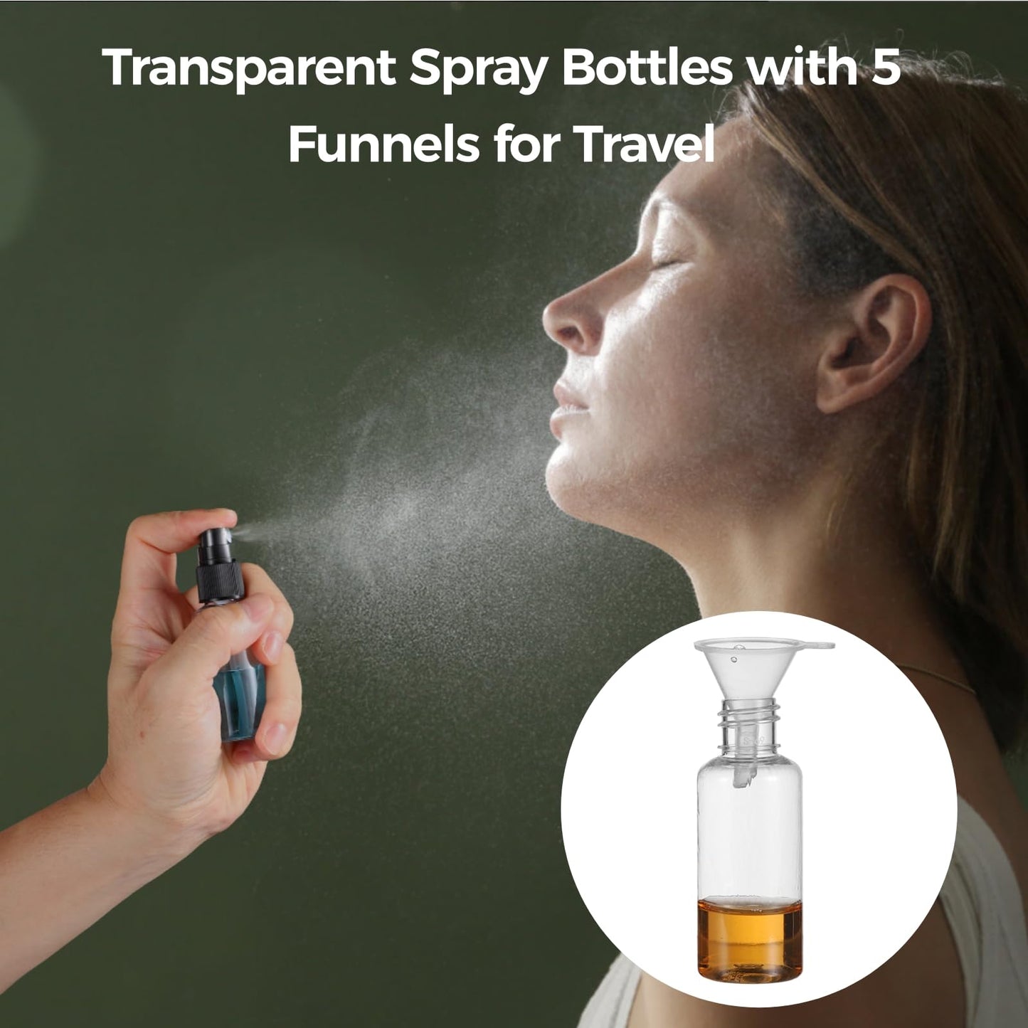OMISTAR 100 PCS 1 oz Spray Bottles with 5 Funnels for Travel - Refillable Plastic Perfume and Liquid Dispensers, Adjustable Mini Small Spray Bottles Ideal for Fragrance, Water, and Cosmetic Use
