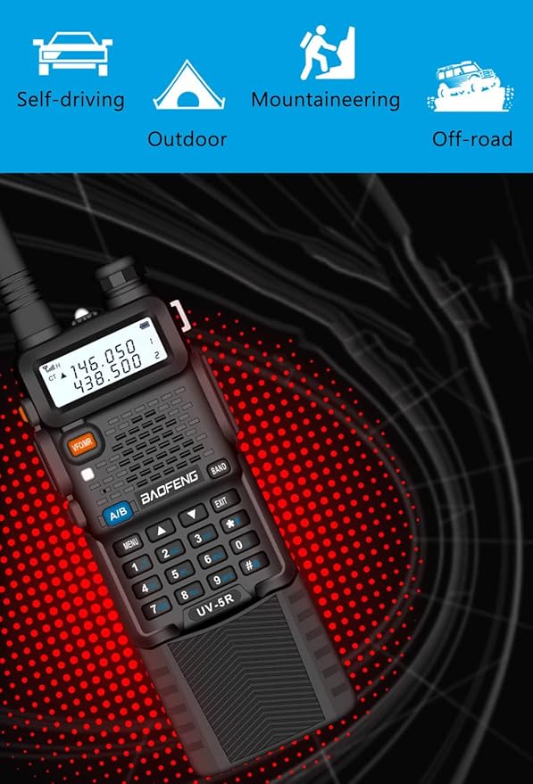 Baofeng UV-5R Dual Band Two Way Radio Handheld Ham Radio Long Range Walkie Talkies Pack of 6 for Hiking Camping Hunting Skiing Trip(Black) with 8W 3800mAh Battery