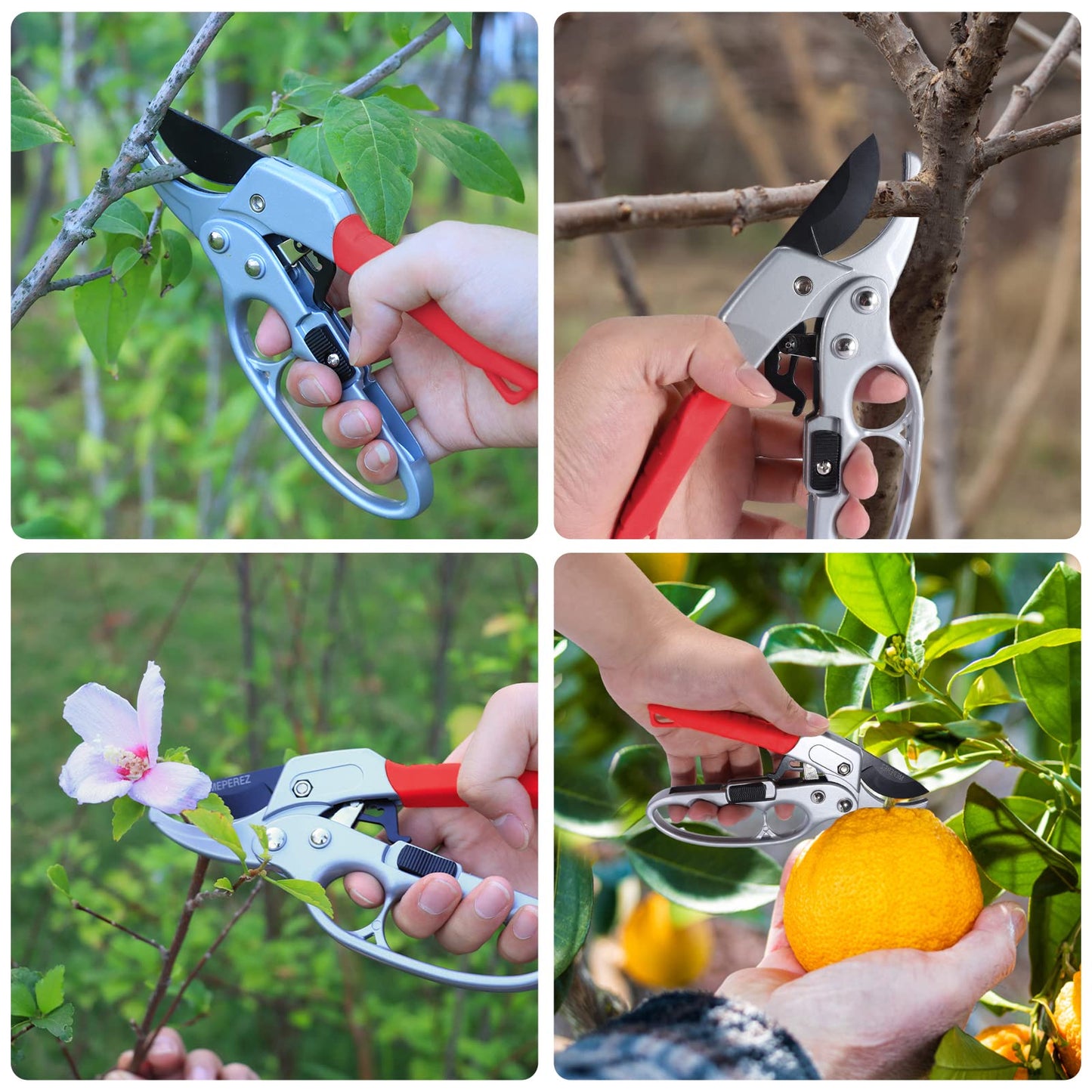 MEPEREZ Premium pruning shears for gardening, Work 3 times easier, Pruners heady duty, Sharp garden clippers cuting florist flower, hedge, herb, rose, Indoor live plants, Arthritis weak hand snips