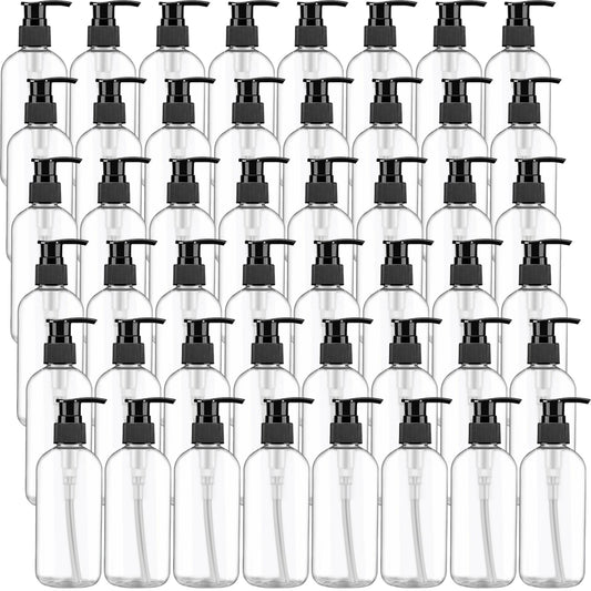 48 Pcs 8oz Empty Plastic Pump Bottle Dispenser Refillable Clear Travel Container for Shampoo Body Wash Lotion Liquid Hand Soap Essential Oil
