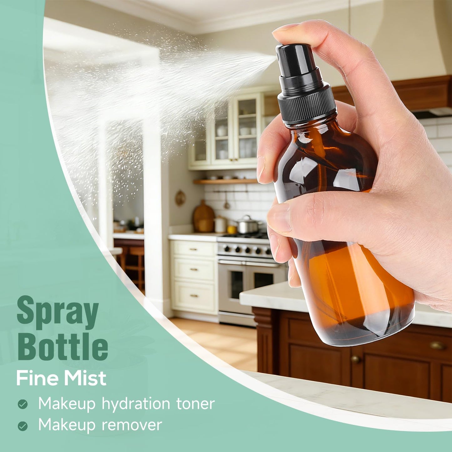 Vitreaux 24 Pack 4 oz Amber Glass Spray Bottles Small,Empty Refillable Brown Glass Spray Bottle for Essential Oils,Fine Mist Bottles for Face,Hair,Travel,Perfumes,Plants,Cleaning Solutions