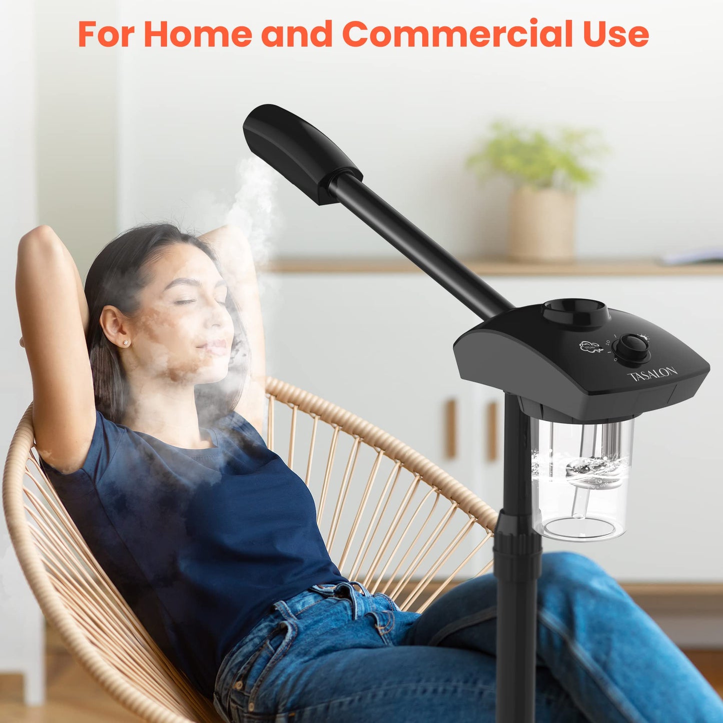 TASALON Ionic Facial Steamer, Professional Face Steamer for Facial, Esthetician Steamer for Face Spa and Salon Beauty, Hot Ionic Mist Face Steamer for Facial Deep Cleaning Skin Care Equipment- Black