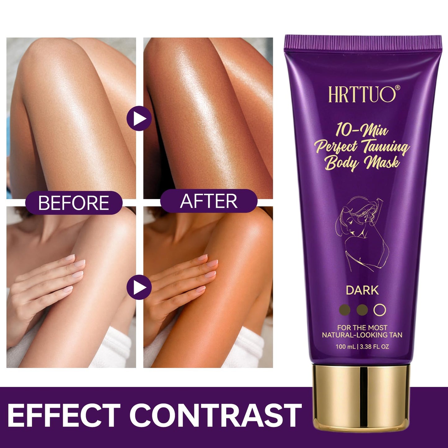 10 Min Express Self Tanner Body Mask, Fast-Acting Streak-Free Sunless Tan Formula for Full Body, Natural-Looking Bronze, Quick Dry & Transfer-Resistant Gradual Tanner (1pc)