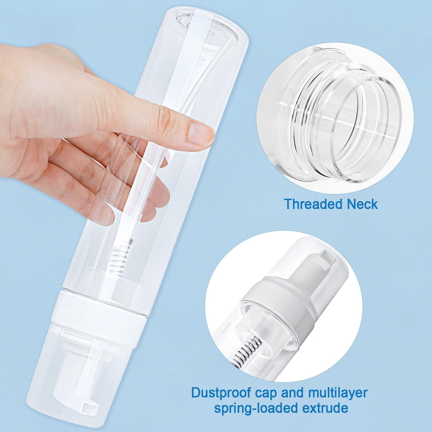 Foam Pump Bottle 8.5oz/250ml Clear Empty Foam Bottle Pump, Travel Foam Bottles for Soap, Shampoo, Cleaning Foam Dispenser Bottle Refillable (4 Pack)