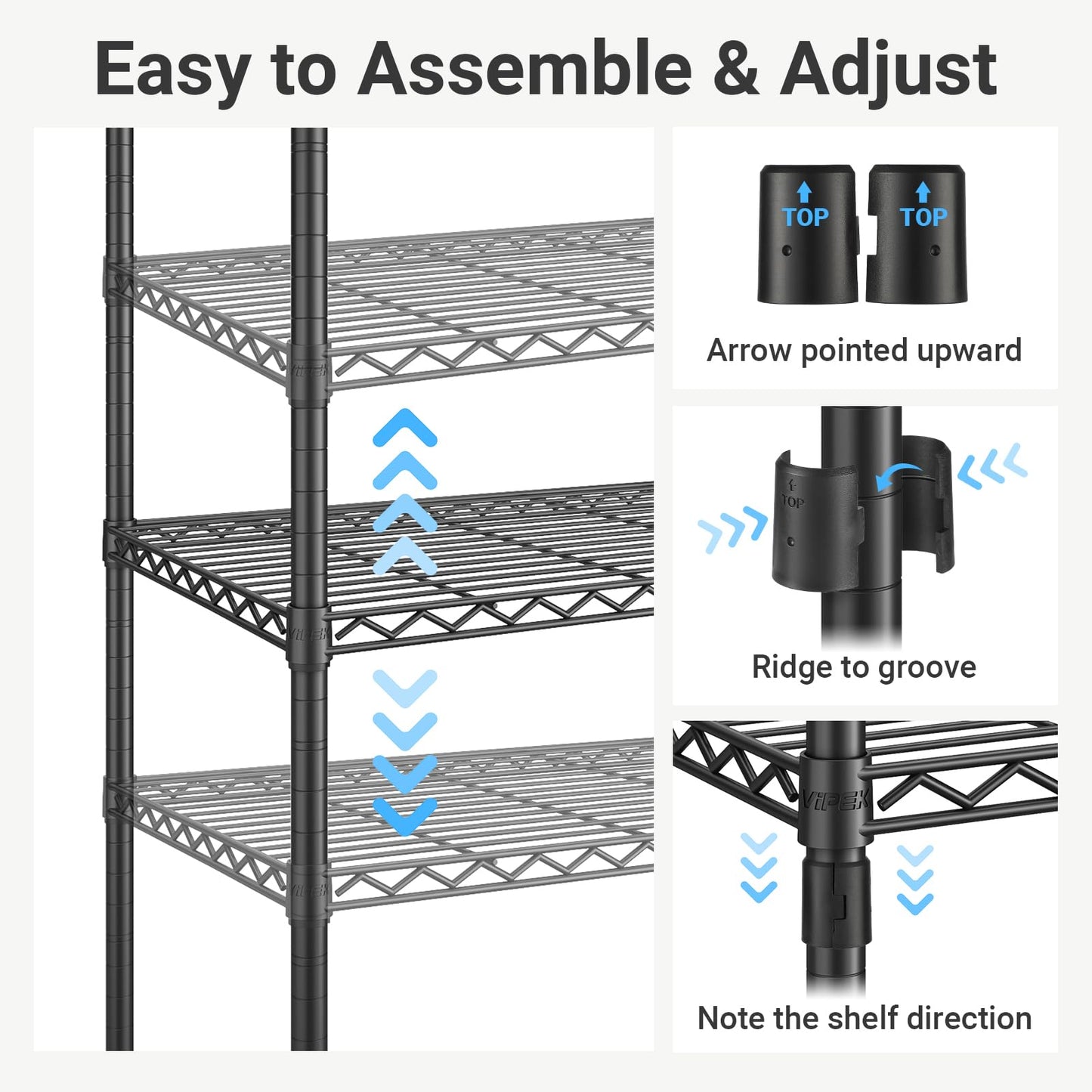 VIPEK R2 Medium Rolling Clothes Rack Heavy Duty Clothing Rack for Hanging Clothes Adjustable Metal Wire Shelving Portable Closet with Wheels Side Hooks, Freestanding Closet Wardrobe, Black
