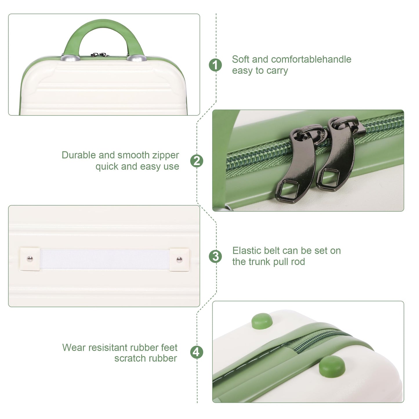 JZRTravel 14 Inch Hard Makeup Train Case PC ABS Portable Cosmetic Travel Case Mini Suitcase Organizer for Make up Toiletries Toys Clothes Storage with Handle Elastic Strap