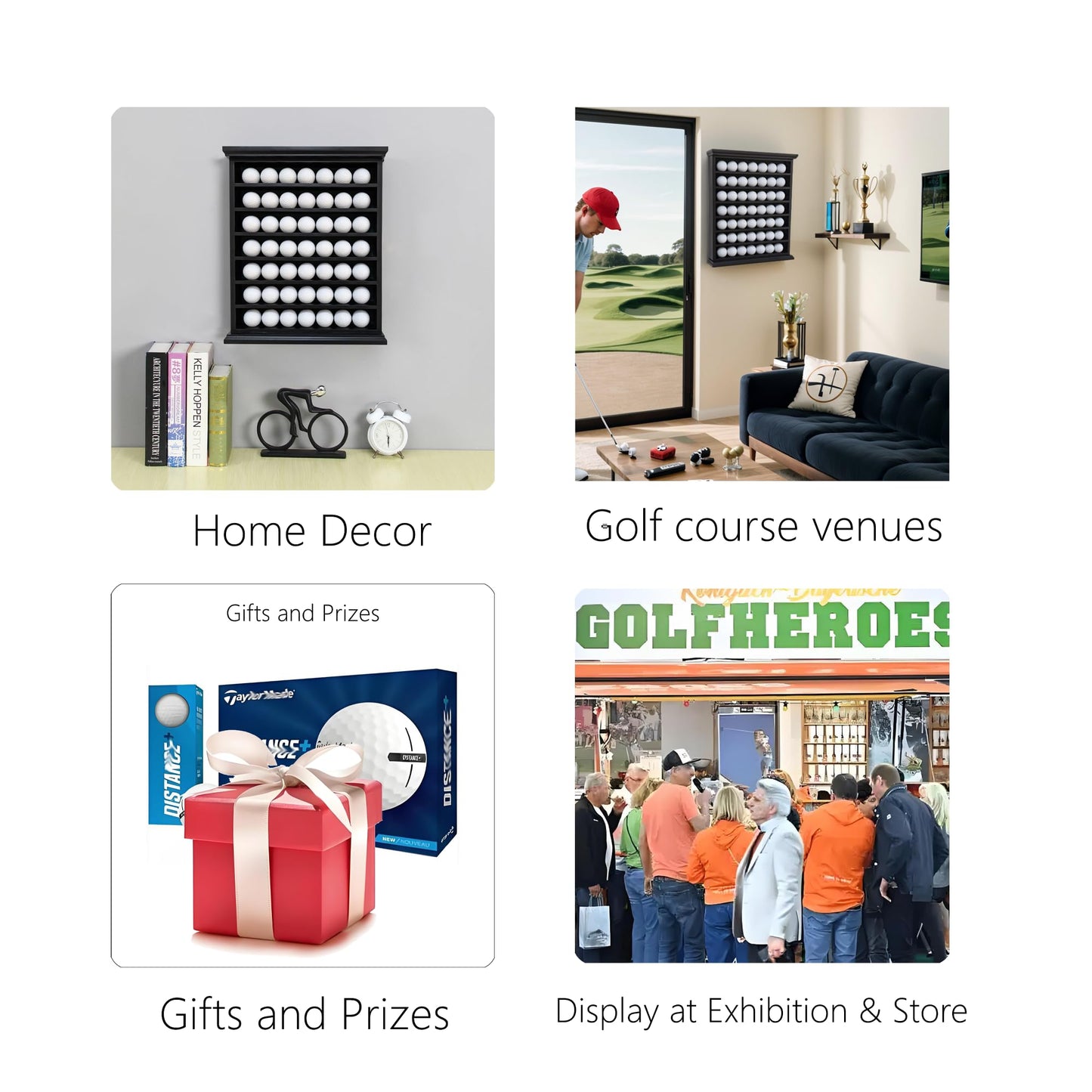 Stylish Golf Ball Golf Ball Display Case - Solid Wood Shadow Box for Home, Office, and Exhibition Display - Ideal Storage and Showcase Solution - Black Color