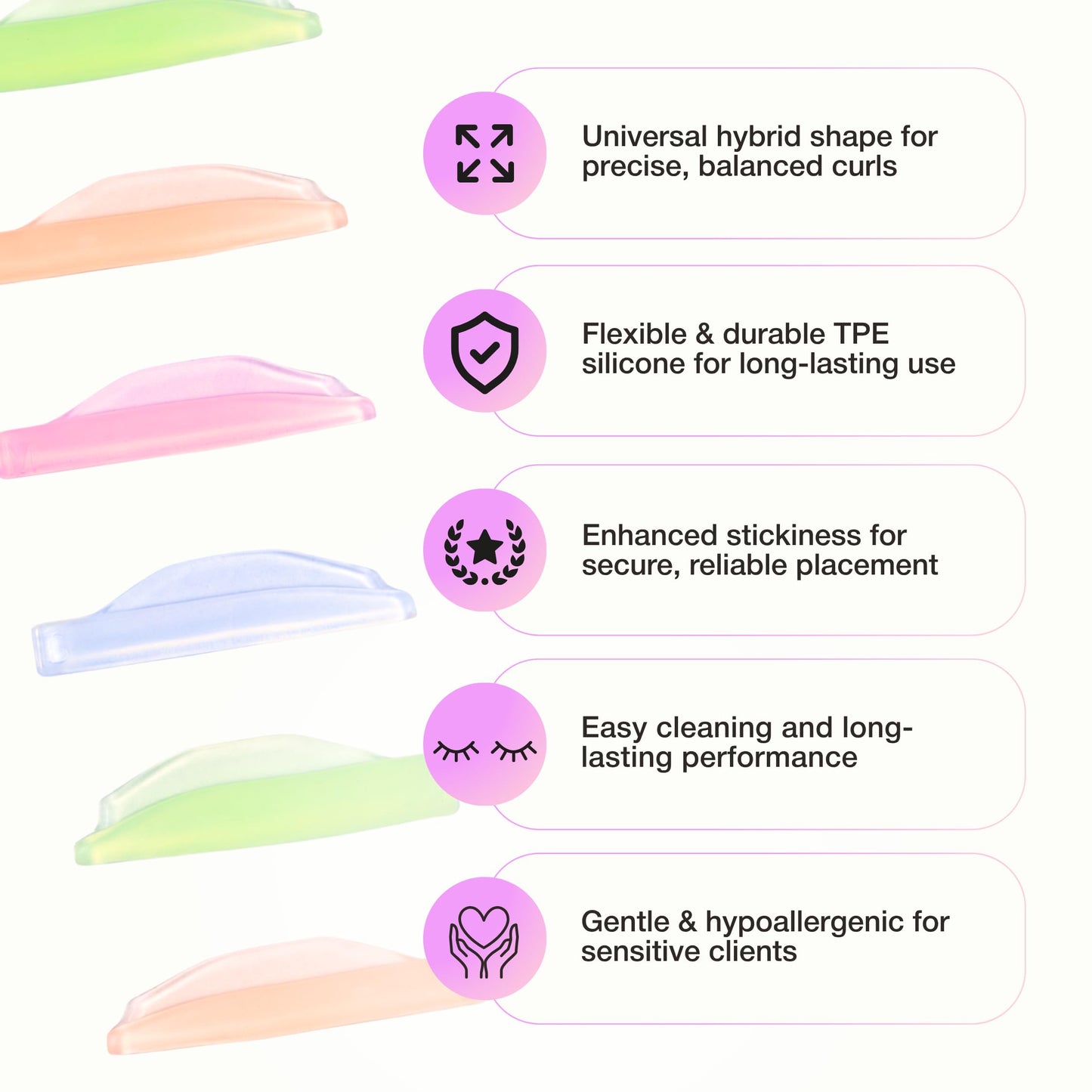 Curacoro Lash Lift Shields, 8 Pcs/4 Sizes Eyelash Perm Pad, Lash Rods for Eyelash Curling and Lifting, Reusable Silicone Tools for Perm Lamination