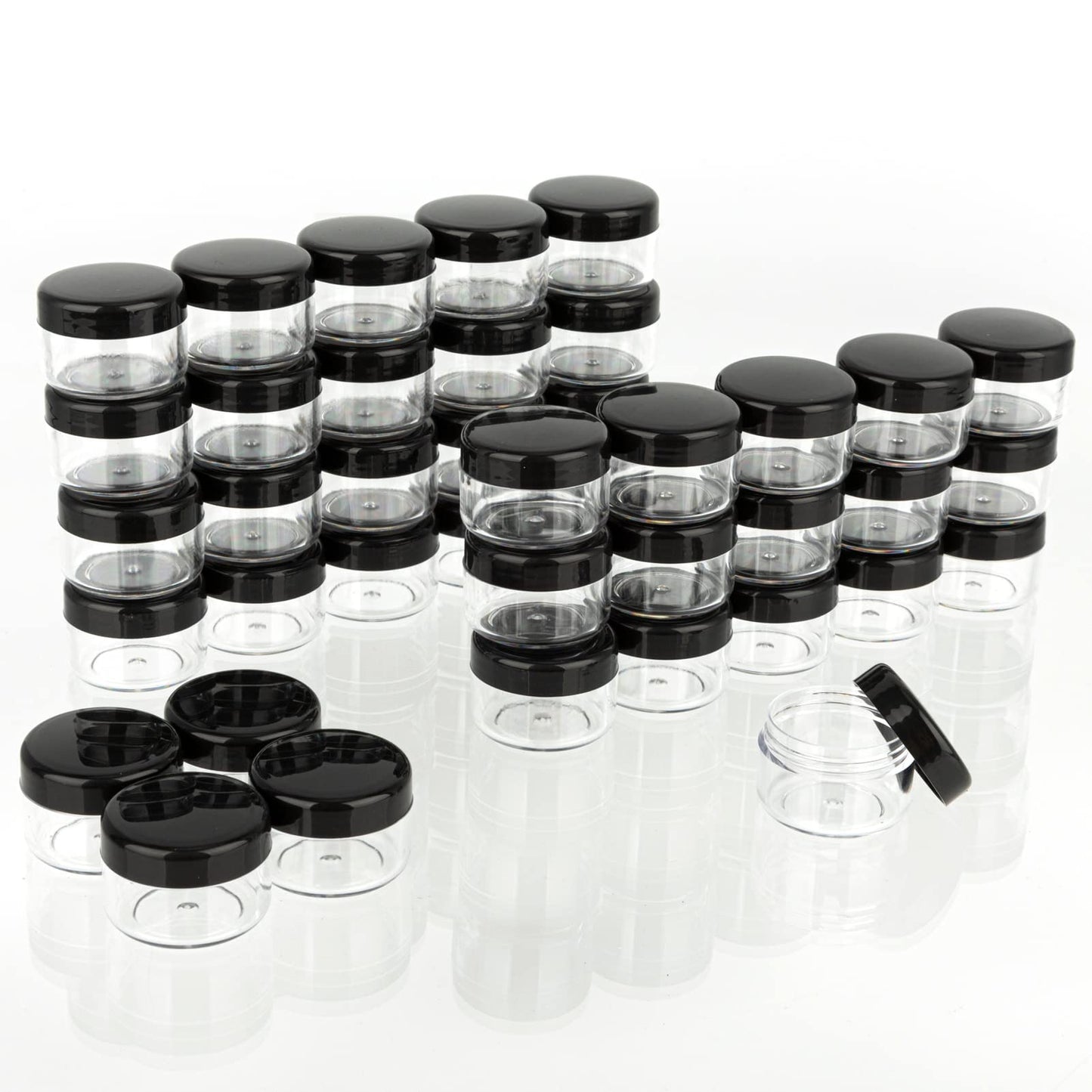 ZEJIA 5 Gram Sample Containers with Lids, 100PCS Mini Makeup Containers, Empty Plastic Travel Cosmetic Containers with Labels