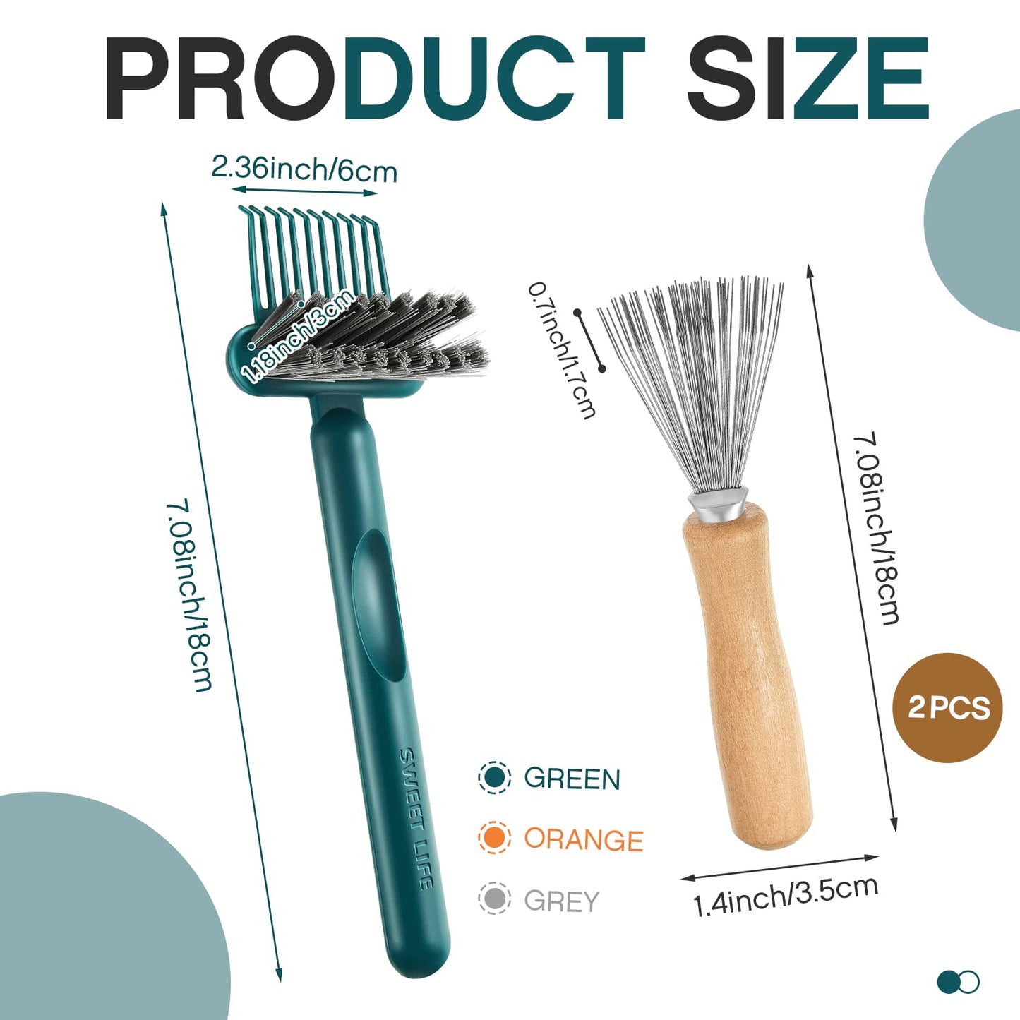 Suclain 5 Pcs Hairbrush Cleaner Tool Comb Set Mini Hairbrush Dirt Remover with Metal Wire Rake 2 in 1 Comb Cleaner for Removing Hair Dust Home and Salon Use