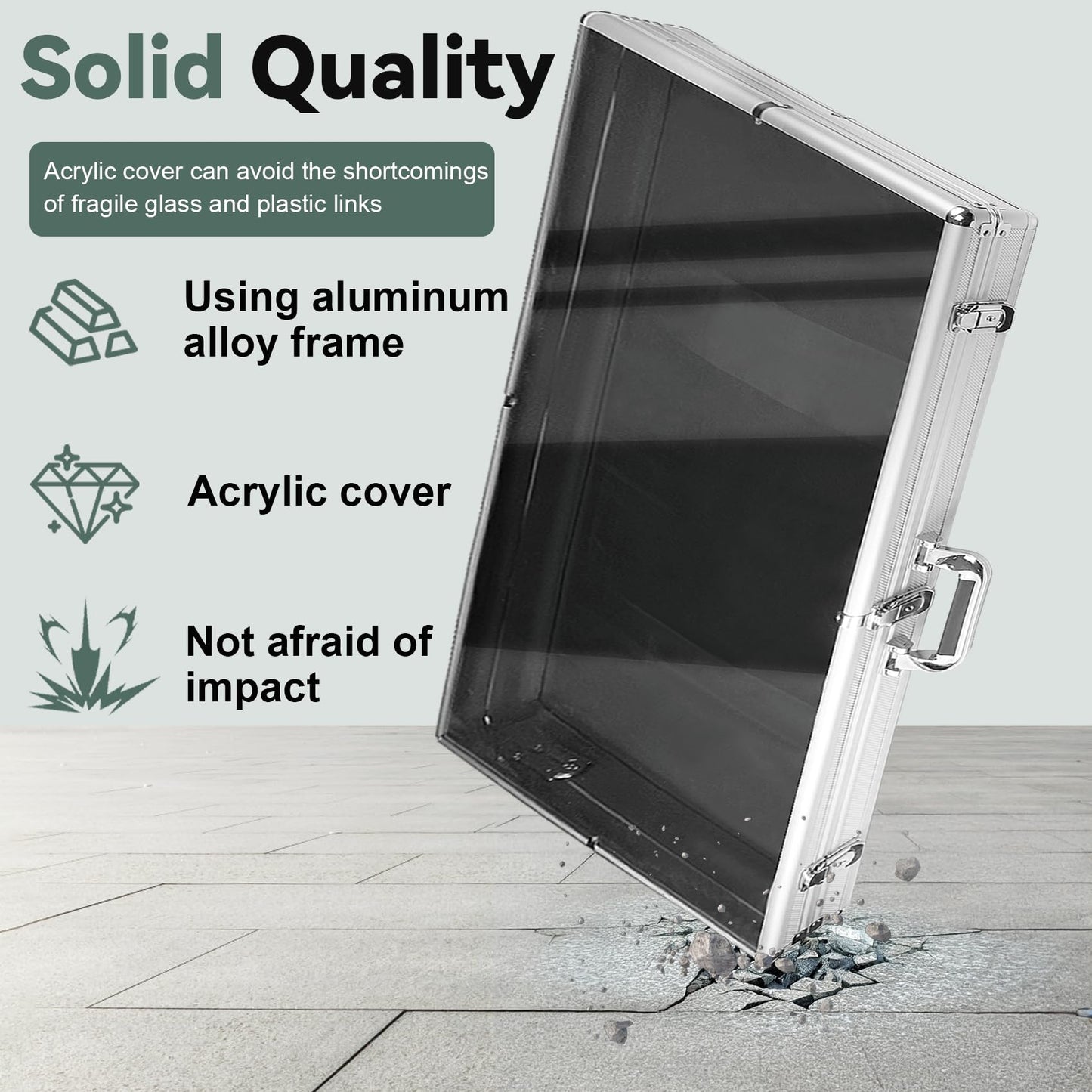 34 in X 22 in Silver Card Show Display Case Large Aluminum, Trading Card Display Case Suitable for Sports Card/TCG/Jewelry Collection, 1-Year Coverage