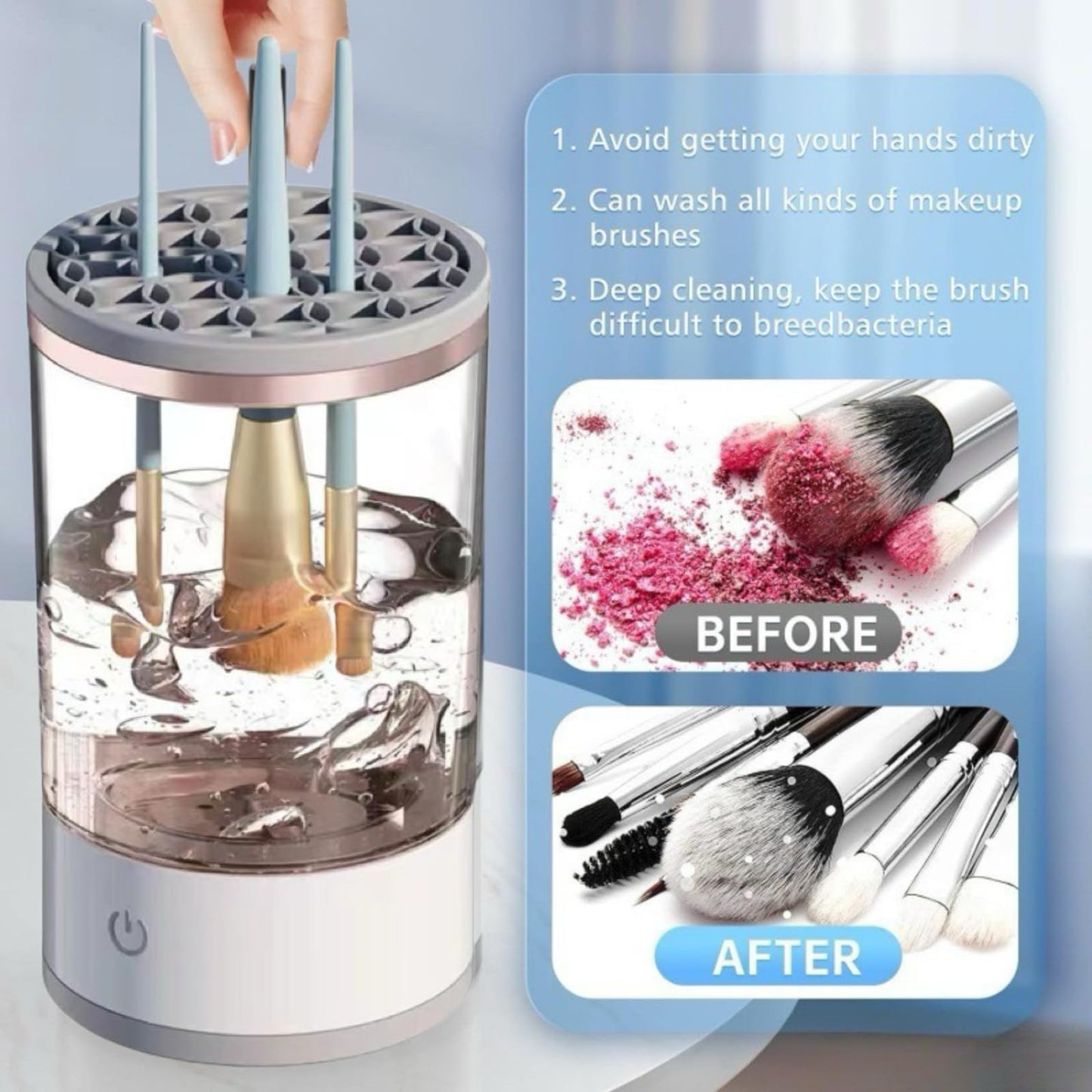 Electric Makeup Brush Cleaner,Makeup Brush Cleaner Machine,Make up Brush Cleaner Cleanser Machine,Automatic Makeup Brush Cleaner, Ideal For Traveling And Makeup Lovers For Professionals (white)