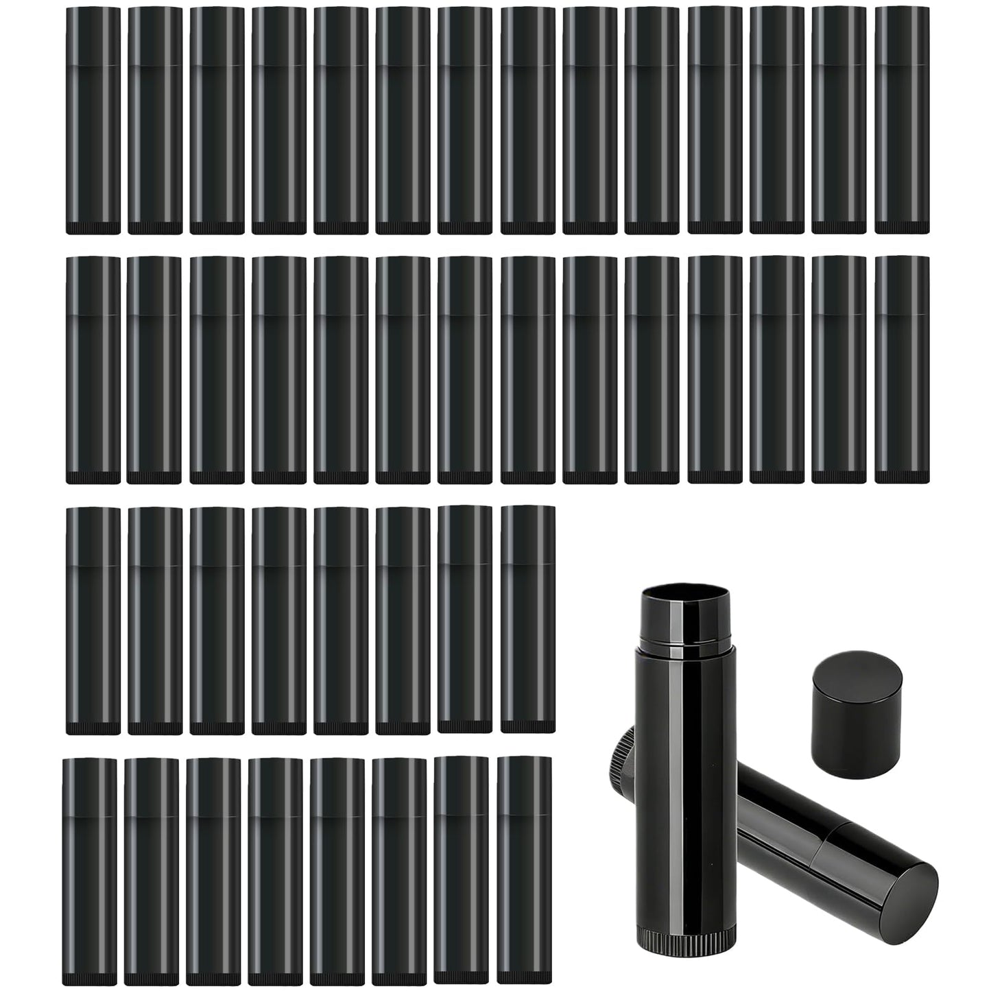 FINEMAISAI Value Pack of 100 Packs 5ml Empty Lip Balm Tubes, Leak-Proof Twist-Up Refillable Lipstick Containers for DIY Lip Balm, Lipstick, Lip Care Solid Perfume, Cosmetic Filling (Black)
