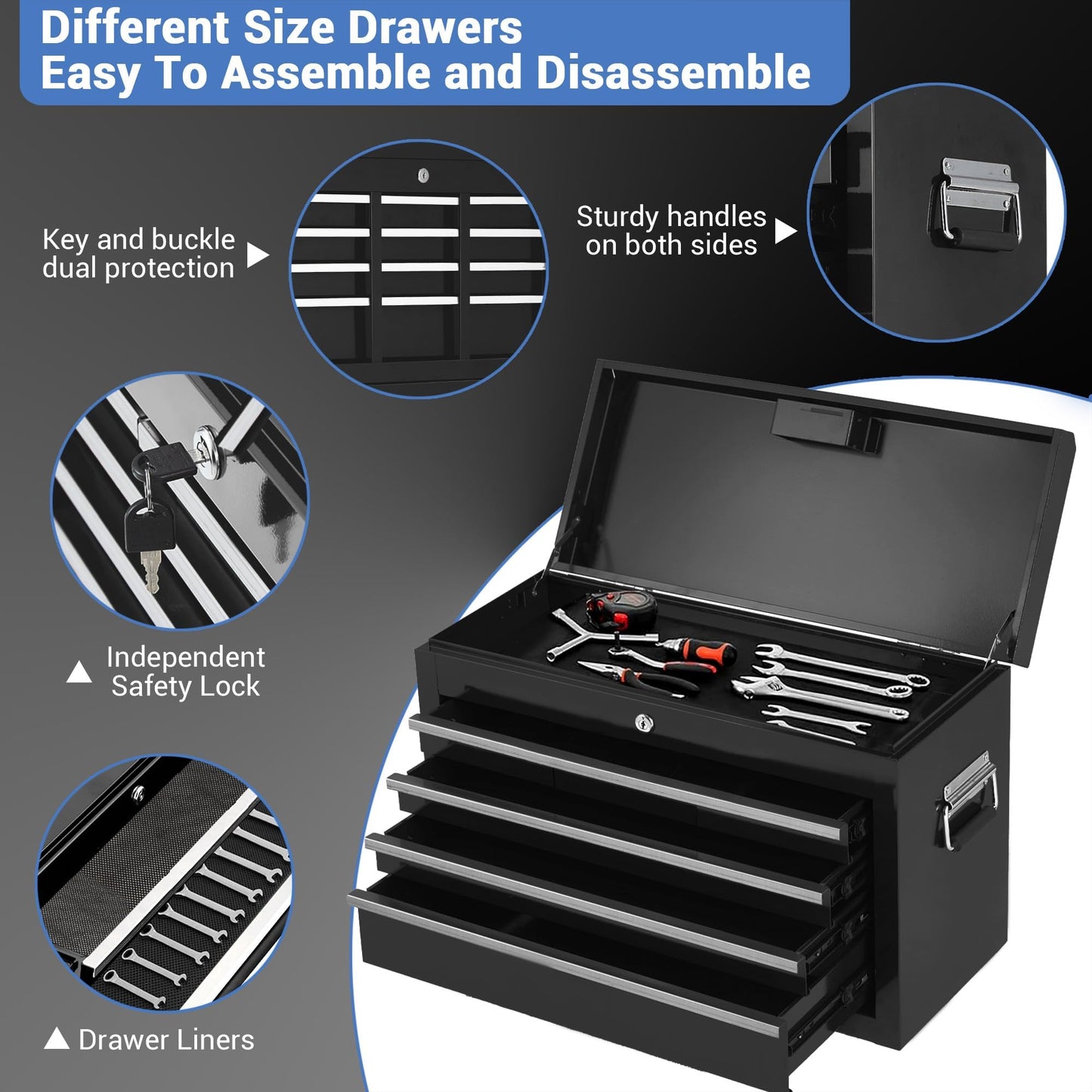 EliteEdge Professional Workstation Version 20" 5-Drawer Rolling Tool Chest - Lockable Storage Cabinet with Wheels for Workshop & Garage Organization
