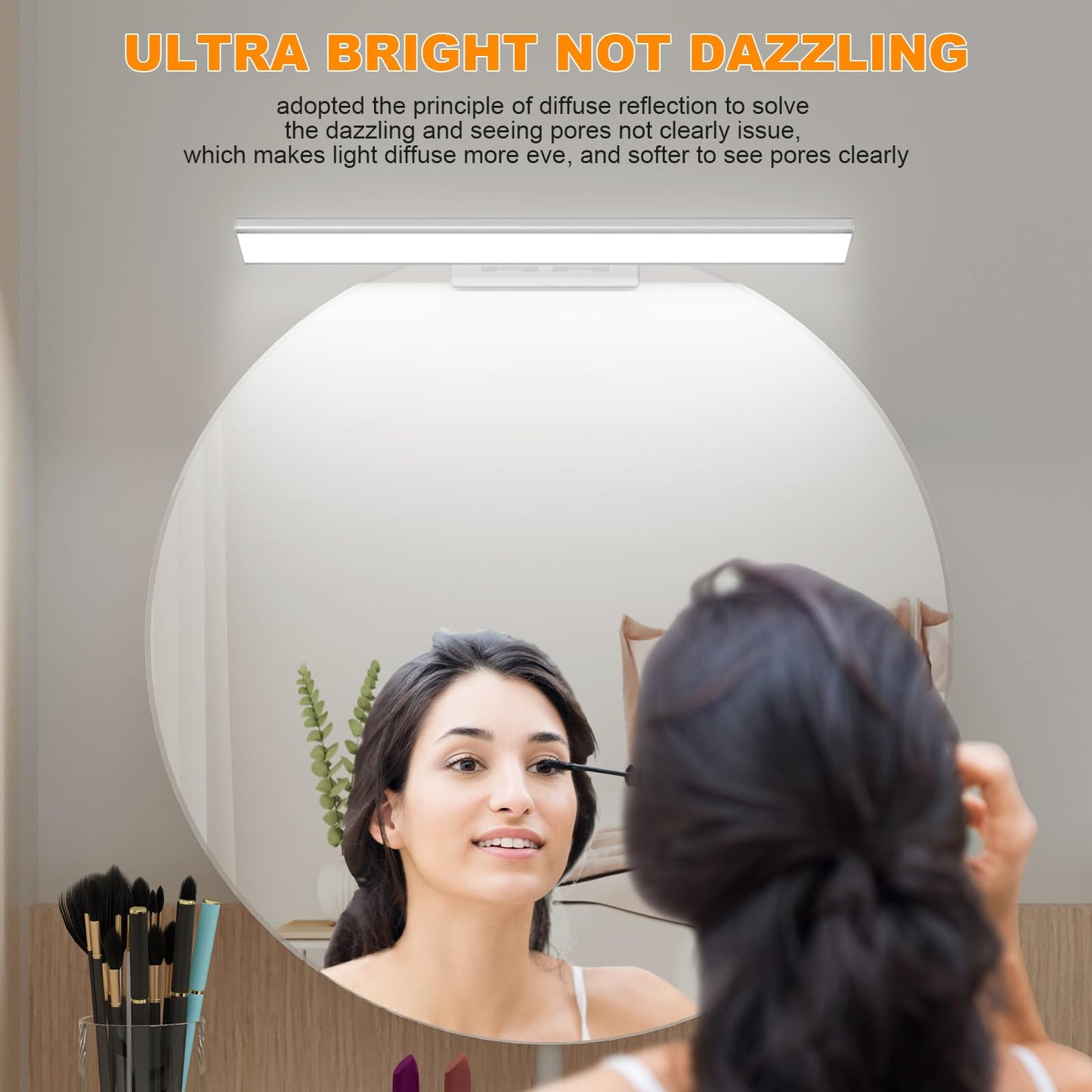 MY BEAUTY LIGHT Bright Dimmable Led Vanity Light Bar for Mirror, 2600K-6800K Adjustable Color Temperature Bathroom Vanity Light Fixtures, 0°-135° Angle Adjustable LED Makeup Mirror Lights