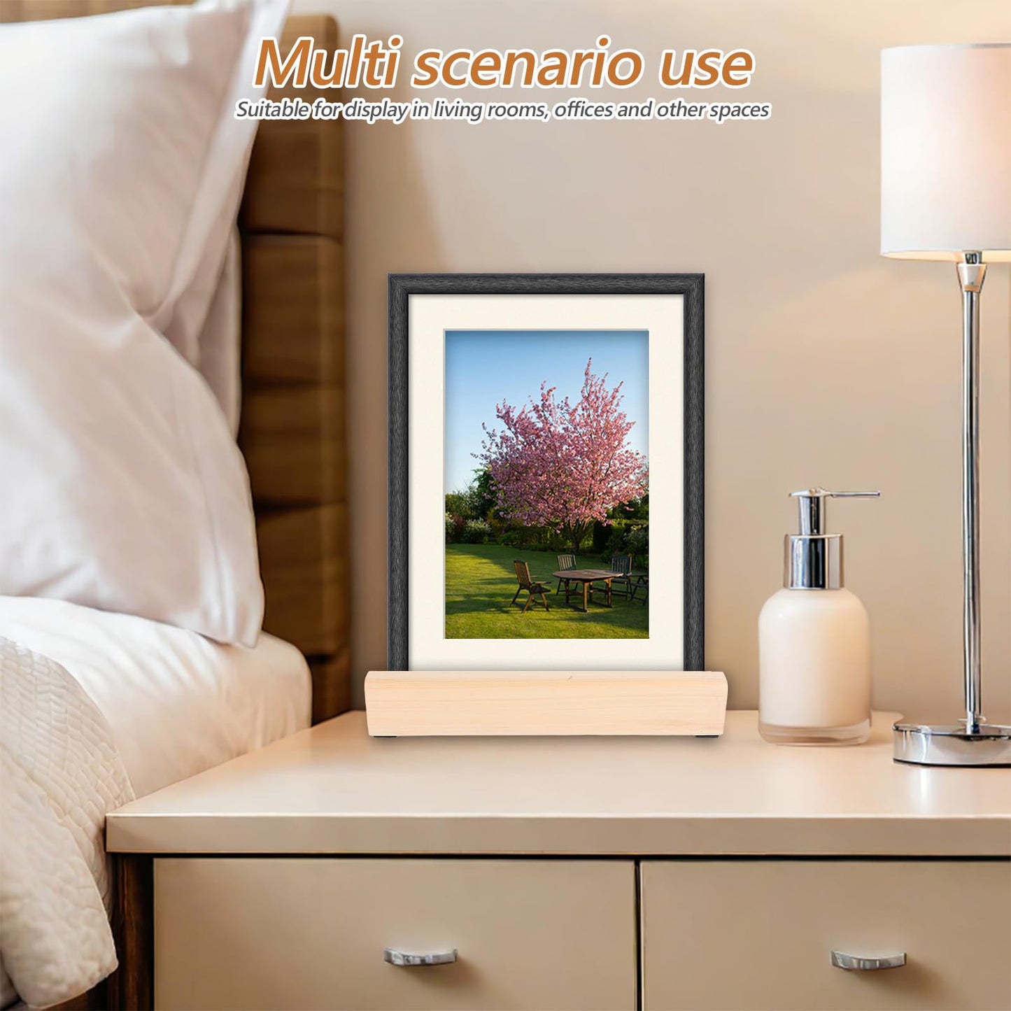 NULYLU Wooden Painting Stand Base Movable and Spacesaving Solution with Non-slip Design, Beige Solid Wood Display Stand for Interior Decor and Wall Placement with Luxurious Modern Style