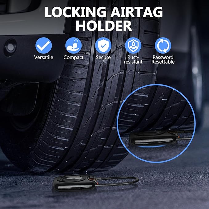 Compatible with Apple AirTag Secure Lock with Wire Cable, 3-Digit Combination Luggage Locks, Alloy Body Ultra Durable Anti-Lost Protective Case for Luggage, Suitcase (Black*4)
